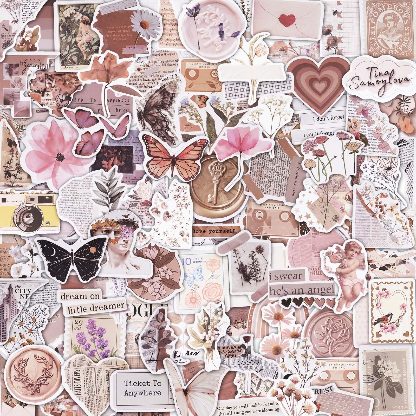 300 Adesivi Vintage Per Scrapbook E Album Fotografici - Stickers In Vinile Impermeabili, Set Fai-da-Te Per Laptop, Skateboard, Bottiglie, Ragazze E Adolescenti