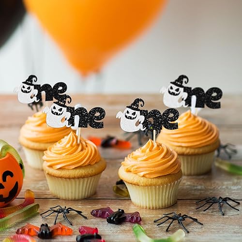 Miniatura 6 de 24 piezas de decoración de magdalenas Ghost One con purpurina para Halloween, fantasma, para magdalenas, decoración de magdalenas, fantasma, uno,