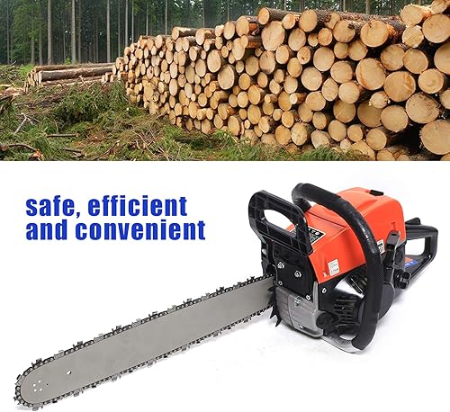 Vista 7 de Motosierra de gasolina de 2 tiempos, 3KW 52CC, motosierra de gasolina inalámbrica de mano de reinicio automático de 35.4 in, para granja, jardín