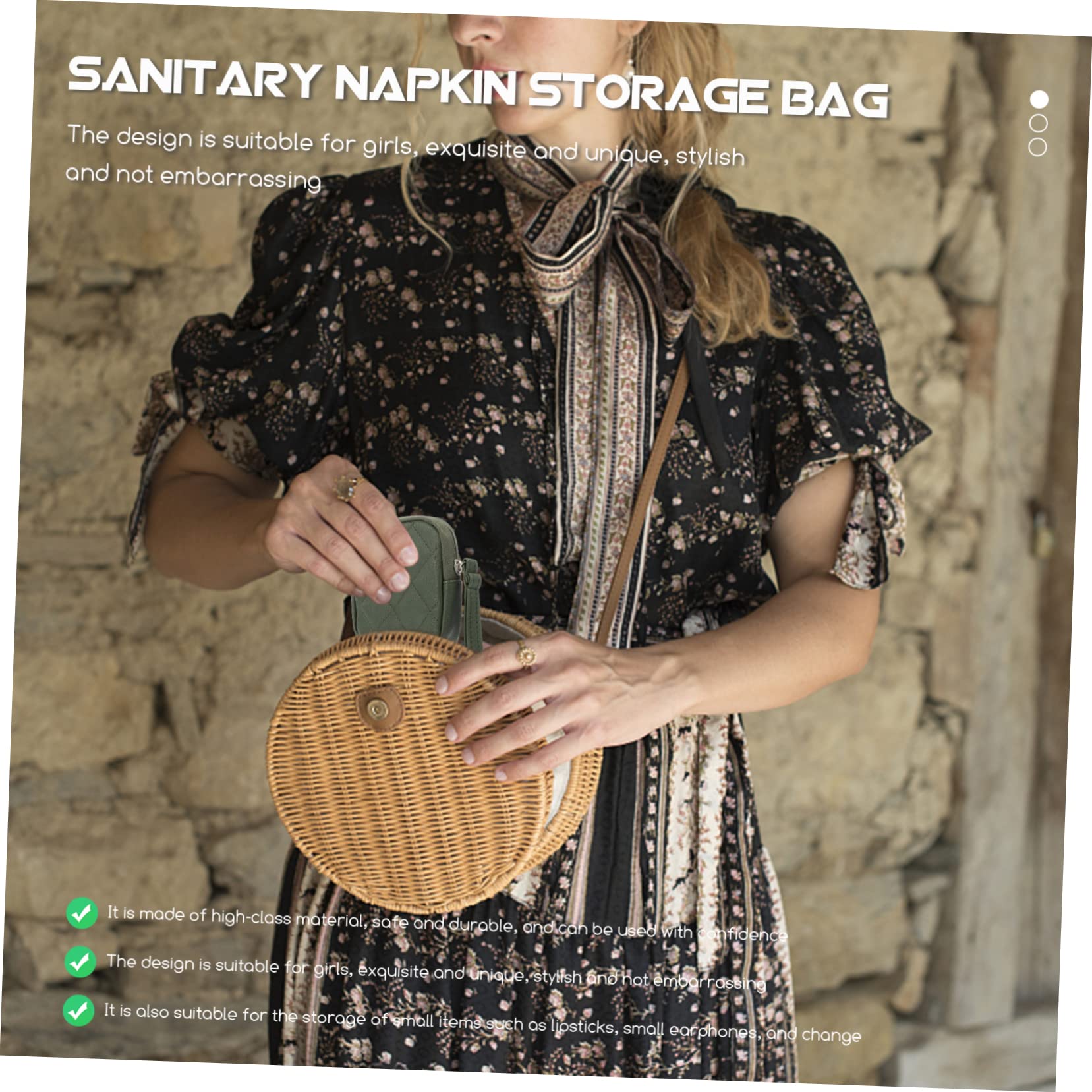 Sacchetto Porta Assorbenti Sanitario Portatile Custodia Igienica Femminile Borsa Salvaspazio Per Viaggio