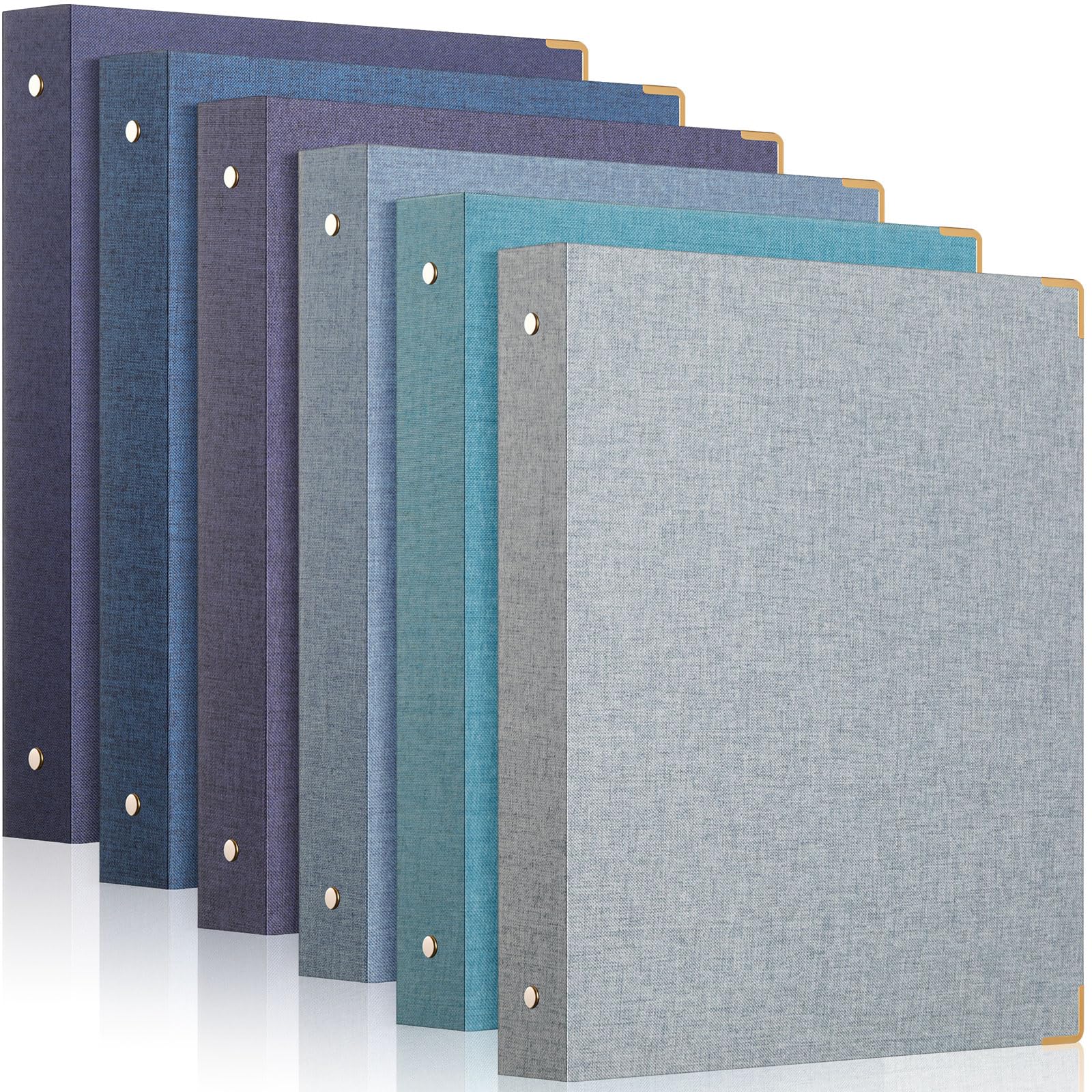 Fulmoon Lot de 6 classeurs esthétiques à 3 anneaux avec couverture en lin de 2,5 cm avec poche intérieure, pour l'école, le bureau et la maison (bleu océan)