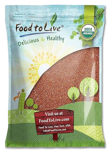 Quinoa roja orgánica, 10 libras, sin OMG, grano entero, germinable, kosher, vegano, Sirtfood, a granel. Rico en aminoácidos esenciales, proteínas.