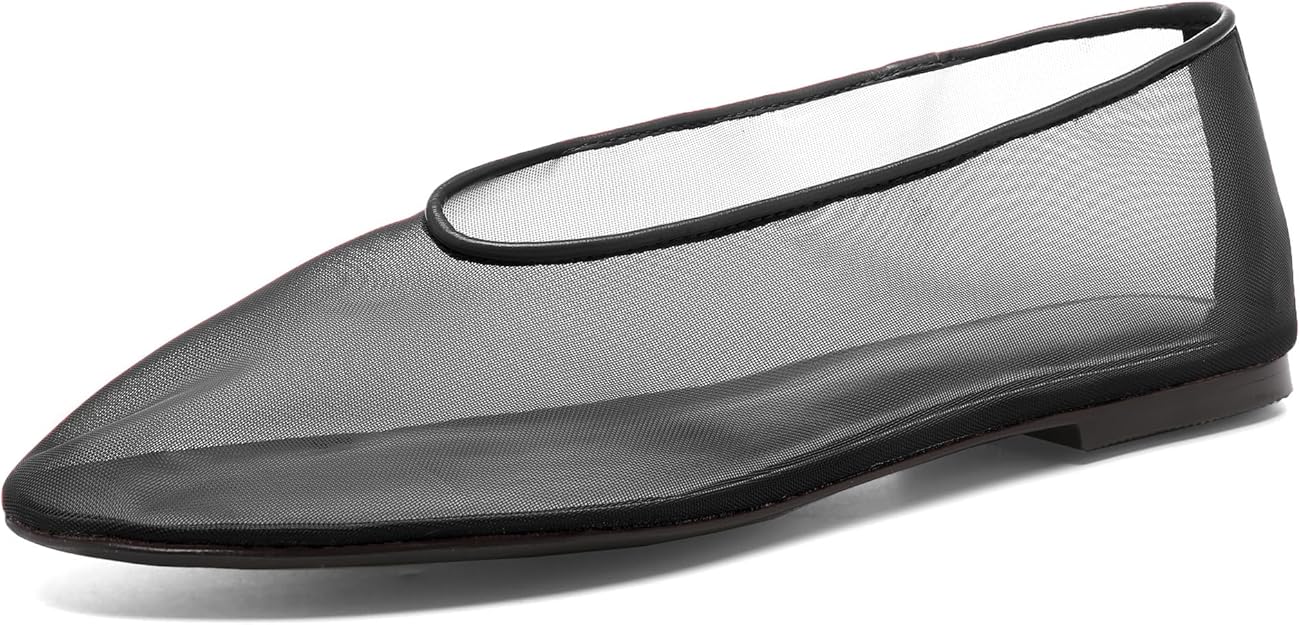 Women's Fine Mesh Ballet Flats,Round Toe Ballerina Shoes,Casual Slip On Mary Jane Flats,Comfortable Daily Dress Shoes