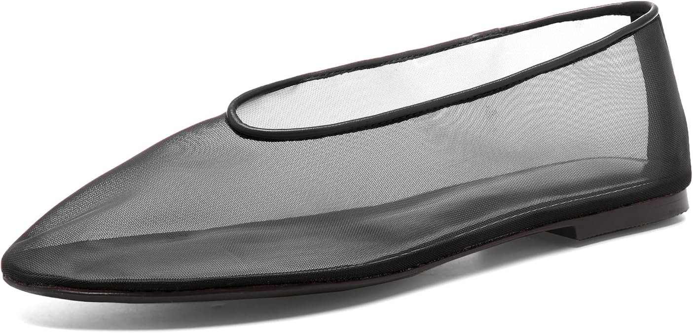Women's Fine Mesh Ballet Flats,Round Toe Ballerina Shoes,Casual Slip On Mary Jane Flats,Comfortable Daily Dress Shoes