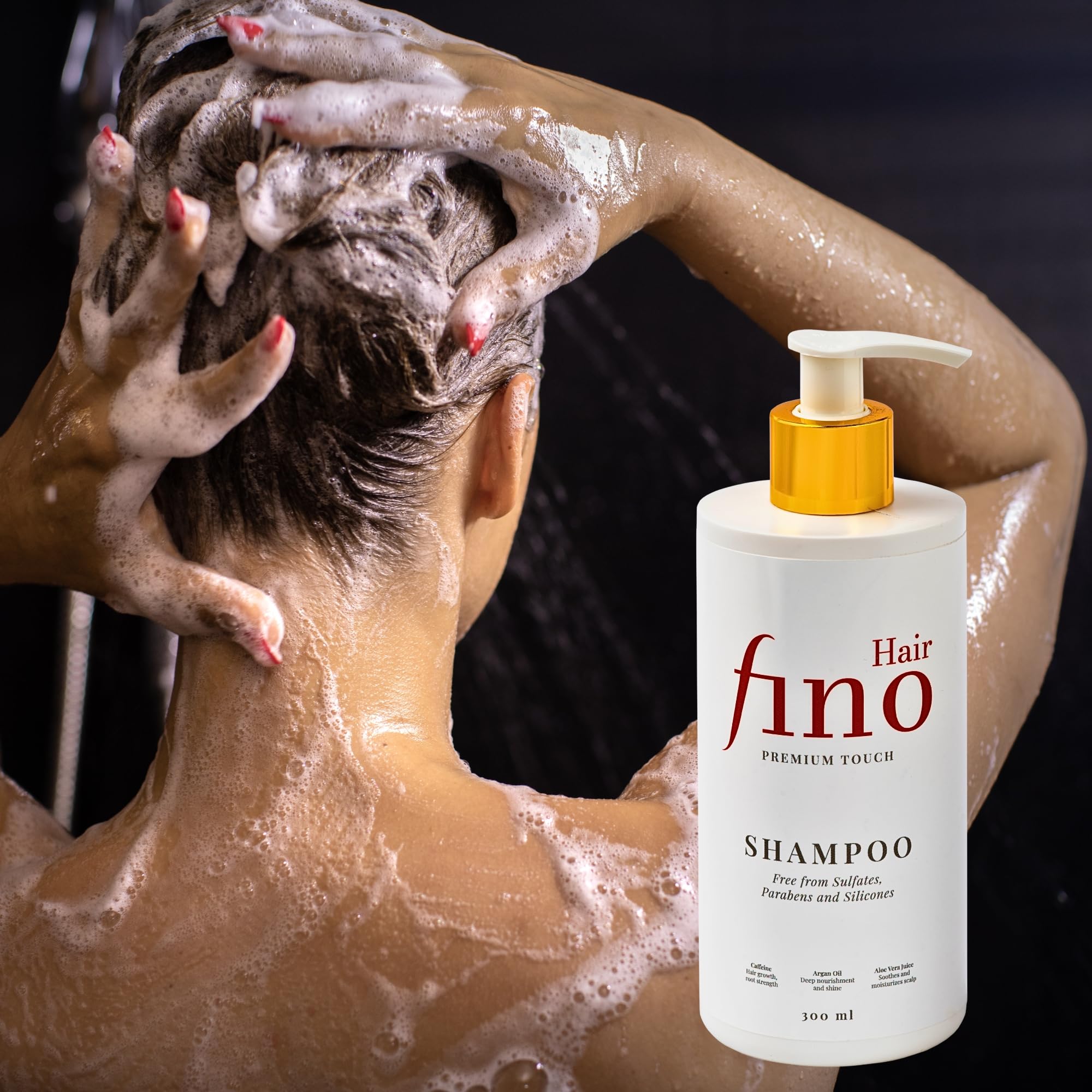 fino Hair Premium Touch Shampoo – Natürliche Pflege mit Koffein, Biotin & Vitamin B5 – Für gesundes & kräftiges Haar – Ohne Sulfate & Parabene – 300ml (Packung mit 2)