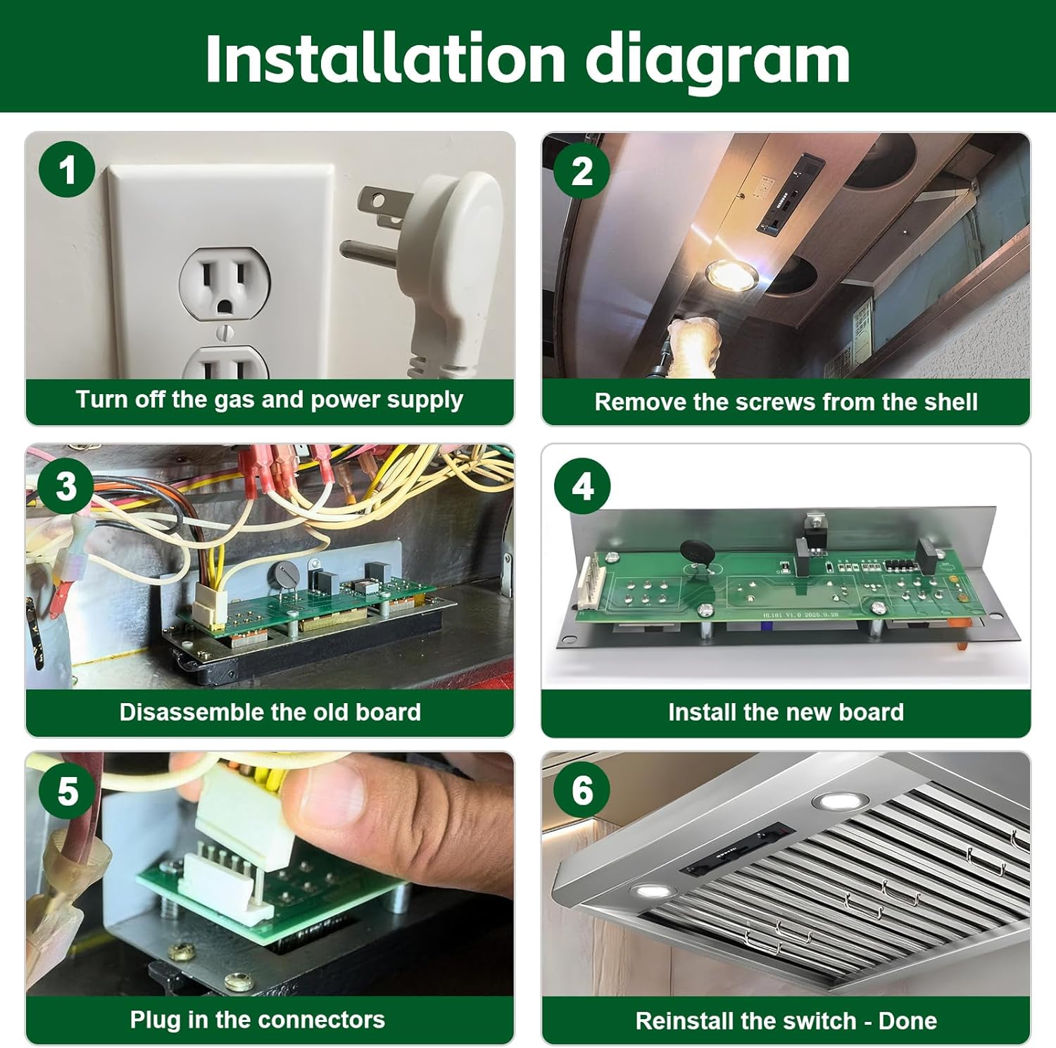 SV03255 Range Hood Control Board Replacement Control Assembly for Fan Speed and Lighting Control Compatible with K210A30SS, K210A36SS, K260A30SS, K260A36SS, K260A48SS, K260A54SS, K260A60SS