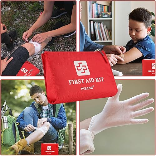 Miniatura 5 de Pequeño kit de primeros auxilios, 150 piezas con manta de aluminio y tijeras, mini bolsa de primeros auxilios para emergencias, hogar, campamento,