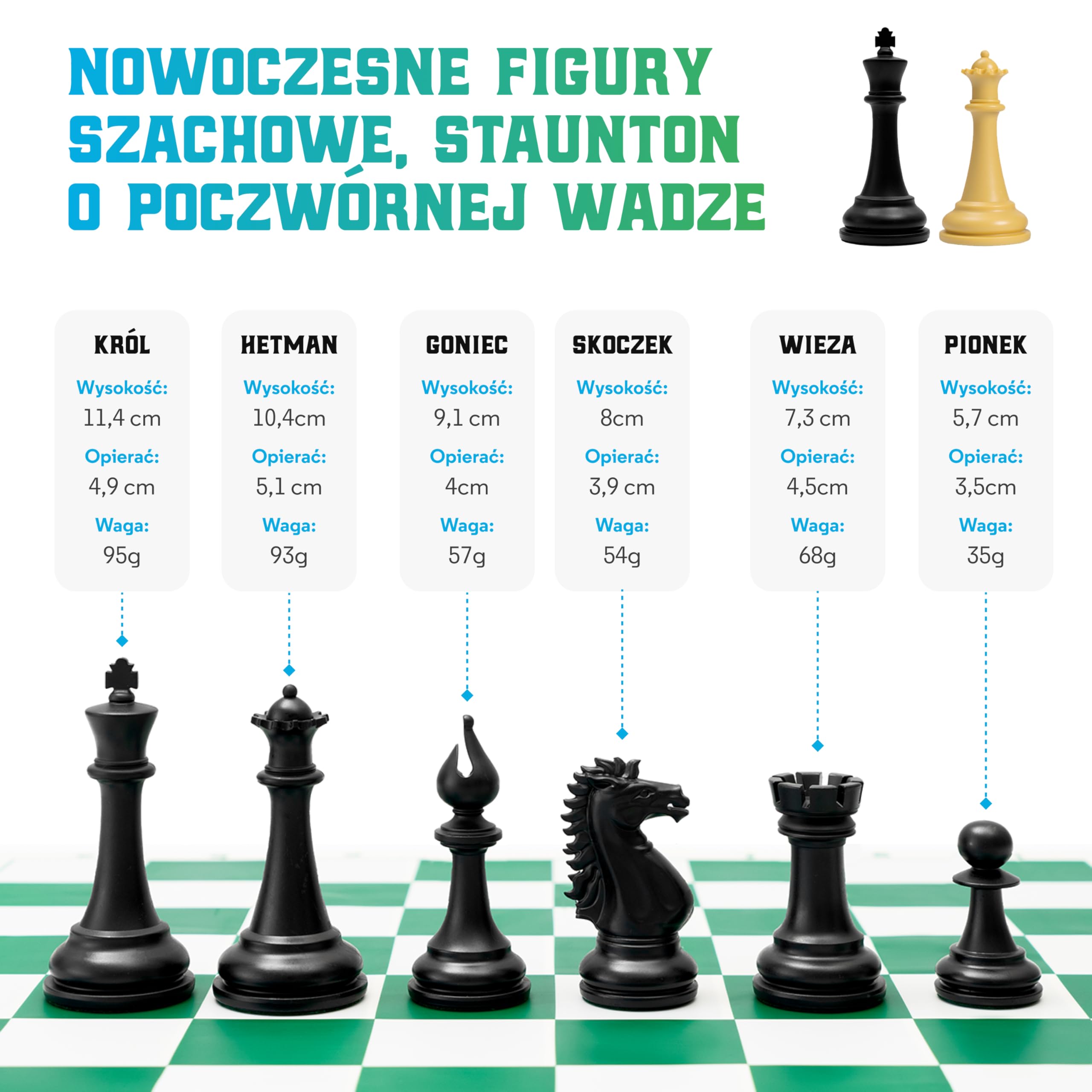 Najlepszy Zestaw Szachowy 4X Turniejowy Nowoczesny Zestaw Szachowy z Uciężonymi Figurkami Staunton, 20x20 Podwójno-Stronna Silikonowa Deska, Przewodnik Strategiczny i Torby do Przechowywania dla