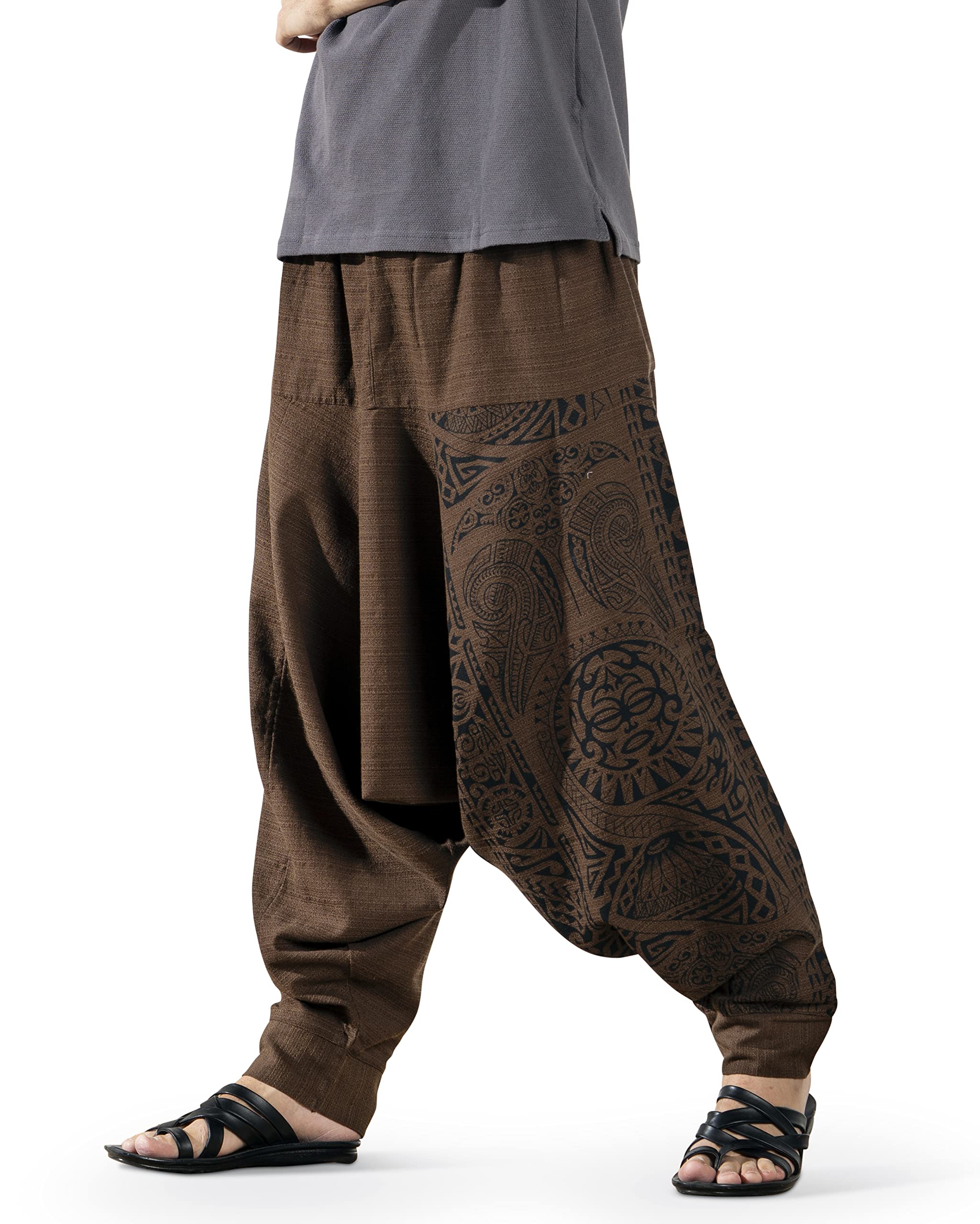 Women's Printed Harem Pants - Bohemian Yoga Pants With Elastic Waist & Drawstring