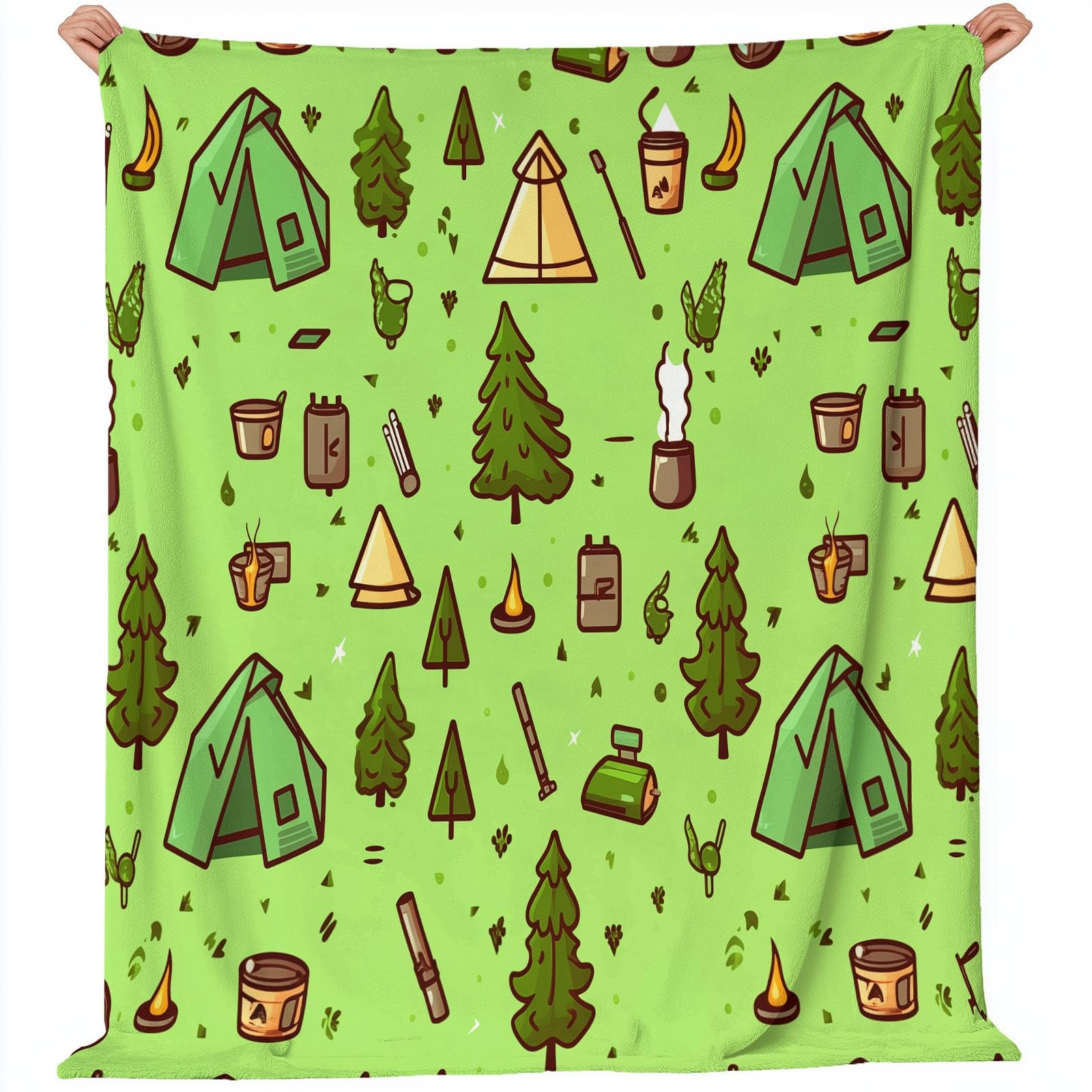 Couverture de camping motif pins pour réchauffer vos soirées sur le canapé