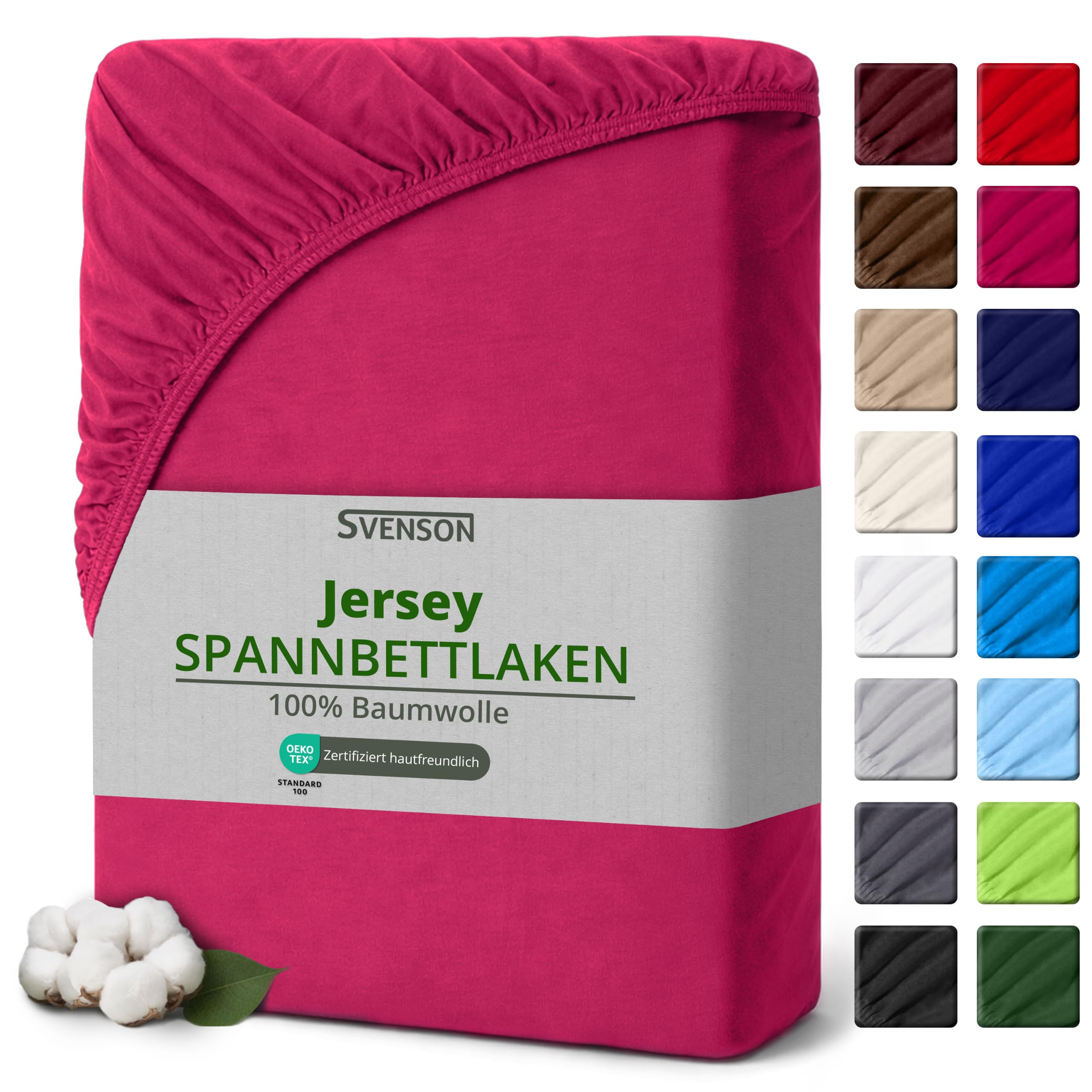 Svenson Jersey-Spannbettlaken aus Baumwolle - weich, elastisch und bequem für den täglichen Gebrauch, 140x200 cm, Türkis
