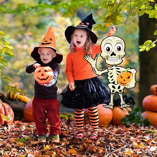 Miniatura 4 de Sumind 4 juegos de decoración divertida de Halloween para fiesta de Halloween, figuras articuladas, colgador de puerta de Halloween, carteles