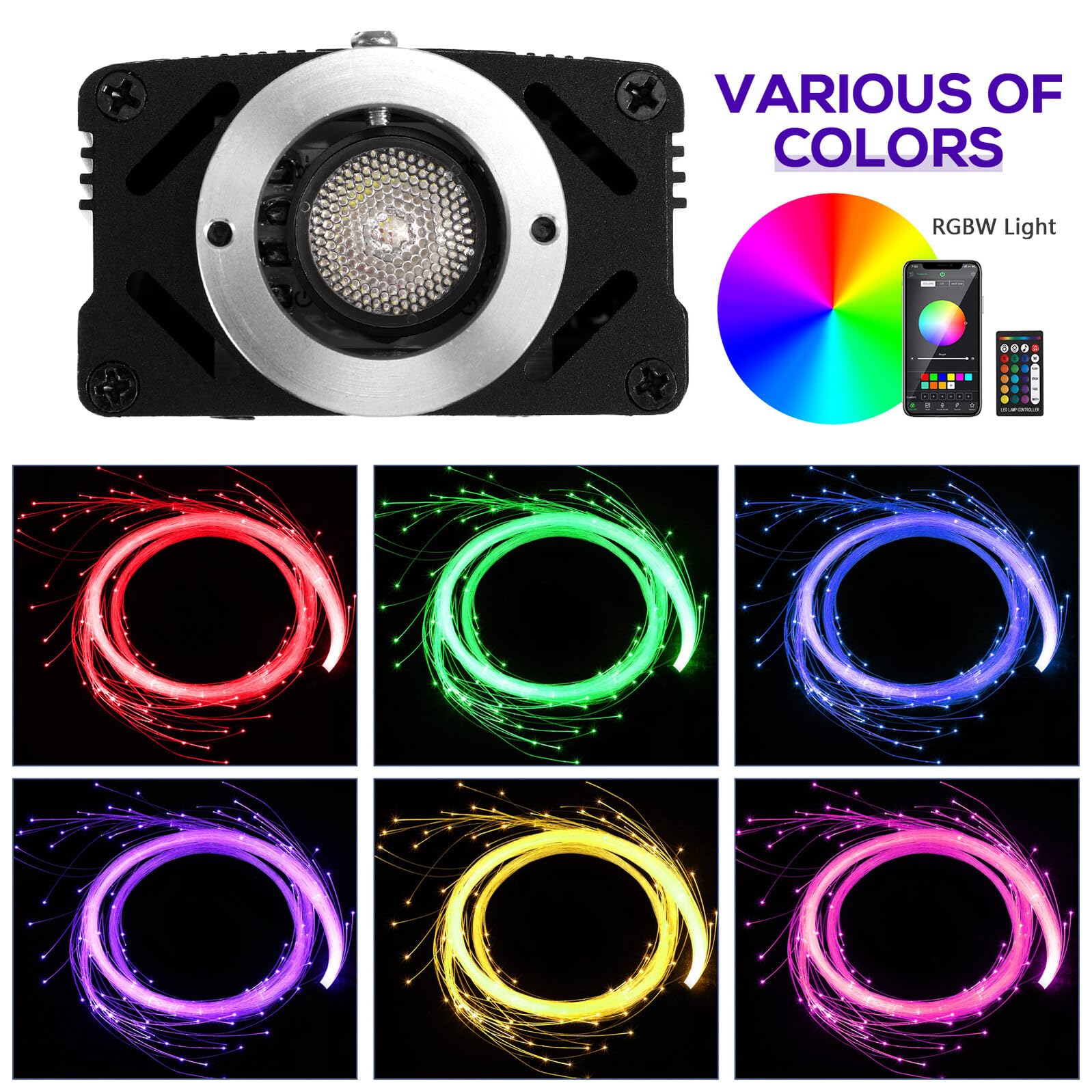 Alipis Kit Luci per Interni Tetto Auto Effetto Stellato, 500 Pezzi, Ottica a Filo Controllo da Telefono, Atmosfera Rilassante per Guida Notturna