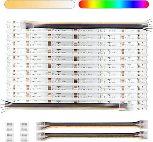 C4 RGBCCT COB - Tira de luz LED 2700K-6500K, luz de cinta LED flexible de 16.4 pies, DC24V 910LEDs 18WM 0.472 in de ancho, luces LED regulables para C4 RGBCCT COB - Tira de luz LED 2700K-6500K, luz de cinta LED flexible de 16.4 pies, DC24V 910LEDs 18WM 0.472 in de ancho, luces LED regulables para
