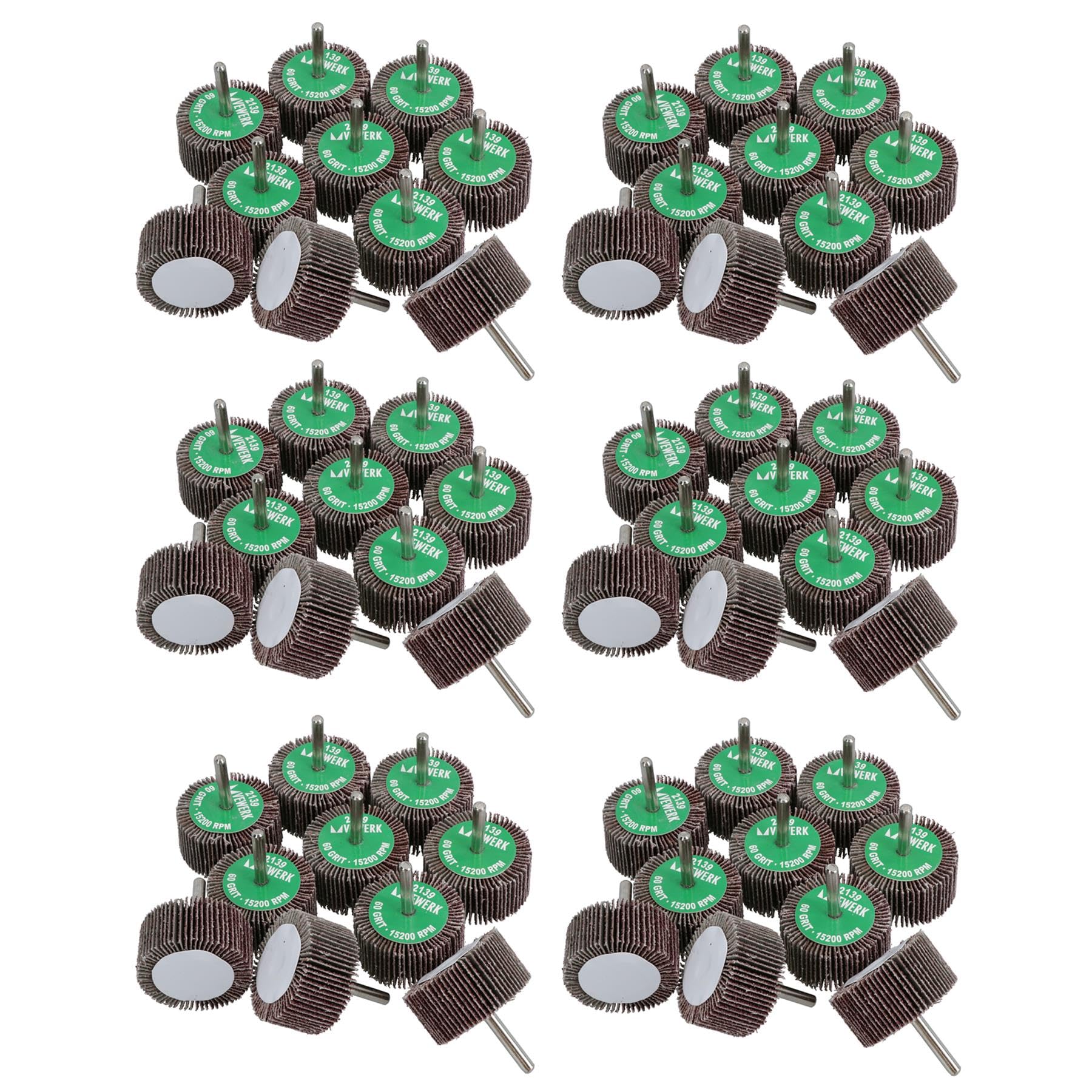 Almohadillas de lijado abrasivas de grano 60 de 50 mm para taladros, amoladoras, vástago de 6 mm, 60 unidades