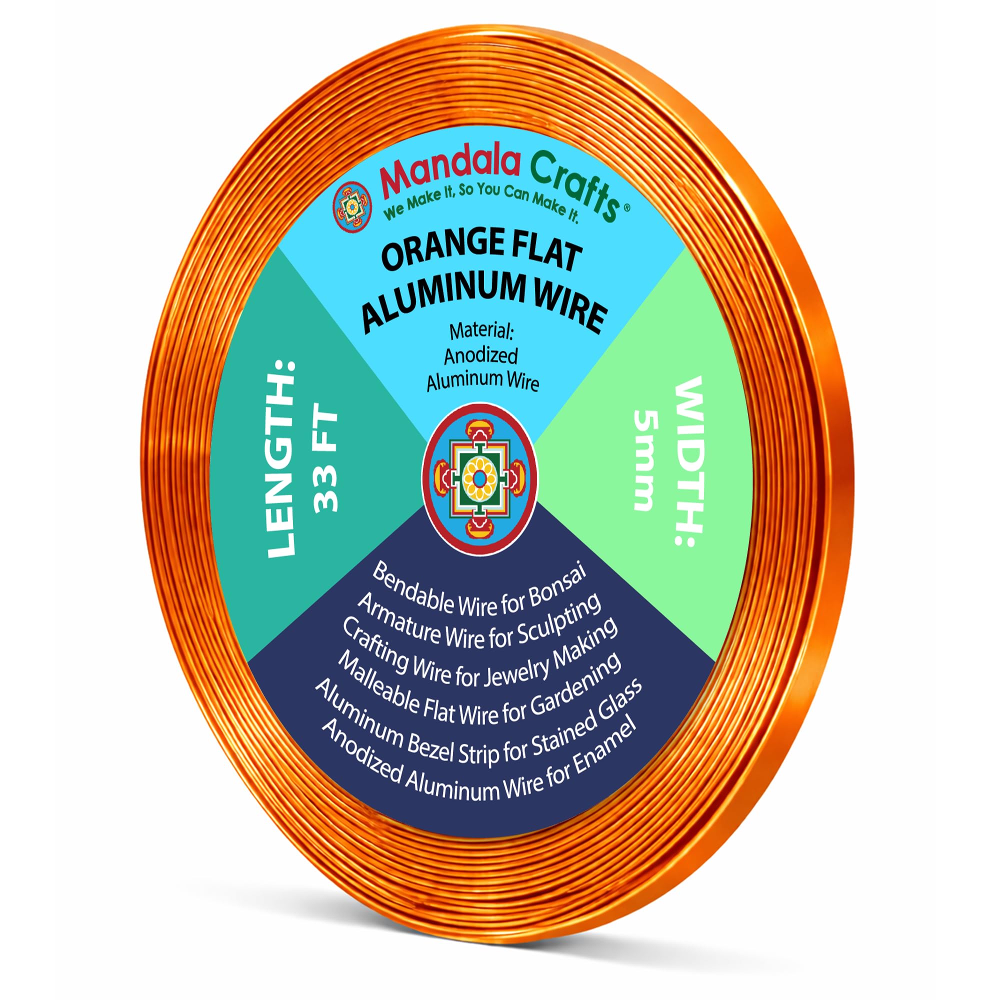 Mandala Crafts 5mm Orange Flat Aluminum Crafting Wire for Sculpting