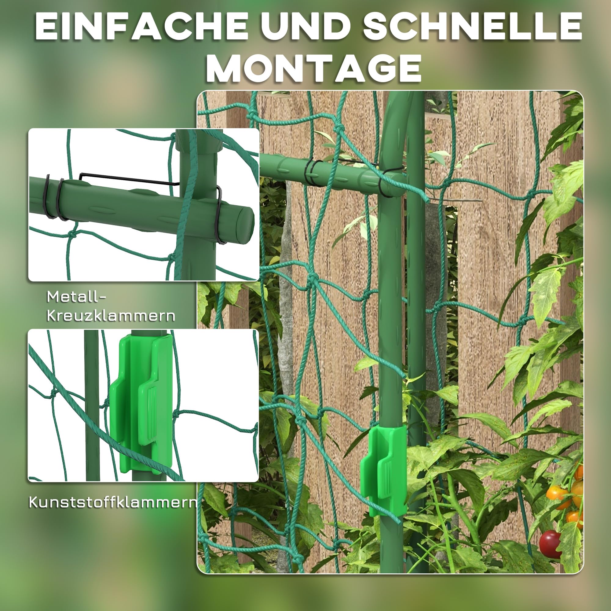 Outsunny Rankgitter Rostfrei für Kletterpflanzen 43 x 182 x 183 cm Schwarz | Aus Metall, Gurken Spalier, Rankhilfe, Pflanzenspalier, Garten Spalier, für Tomaten, Gemüse, Blumen