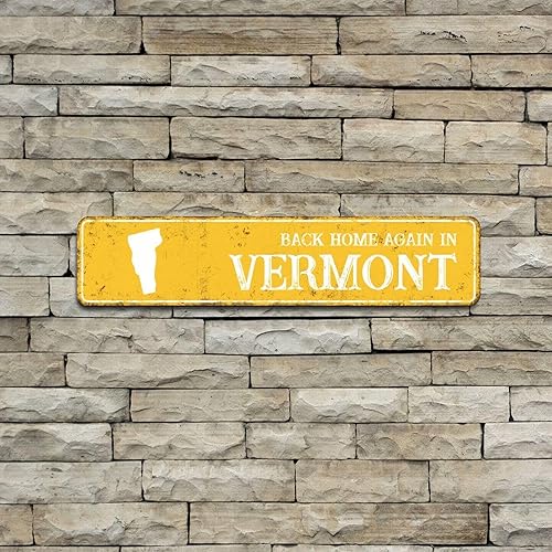 Miniatura 5 de JuneLucky Farmhouse Back Home Again in Vermont US State Map Silhouette Aluminum Tin Metal Sign Decorative Man Cave Street Metal Signs for Indoor