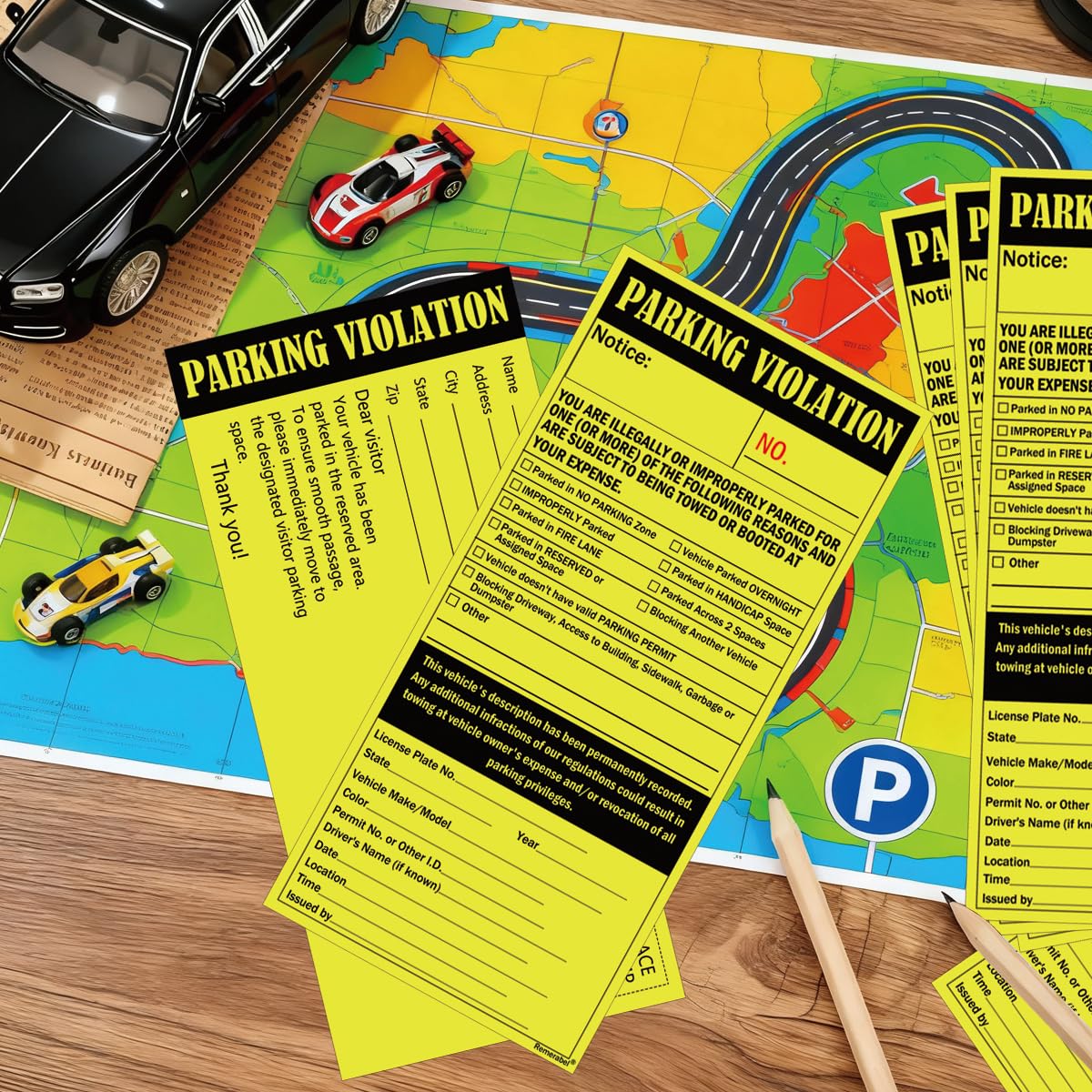 8.5 x 4 inch Joke Parking Violation Ticket 25 Pcs Fake Number Vehicle Illegally Parked Card Funny Tow Warning Notice Parking Violation Humorous Traffic Window Tag (Fake Parking Tickets) - Image 3