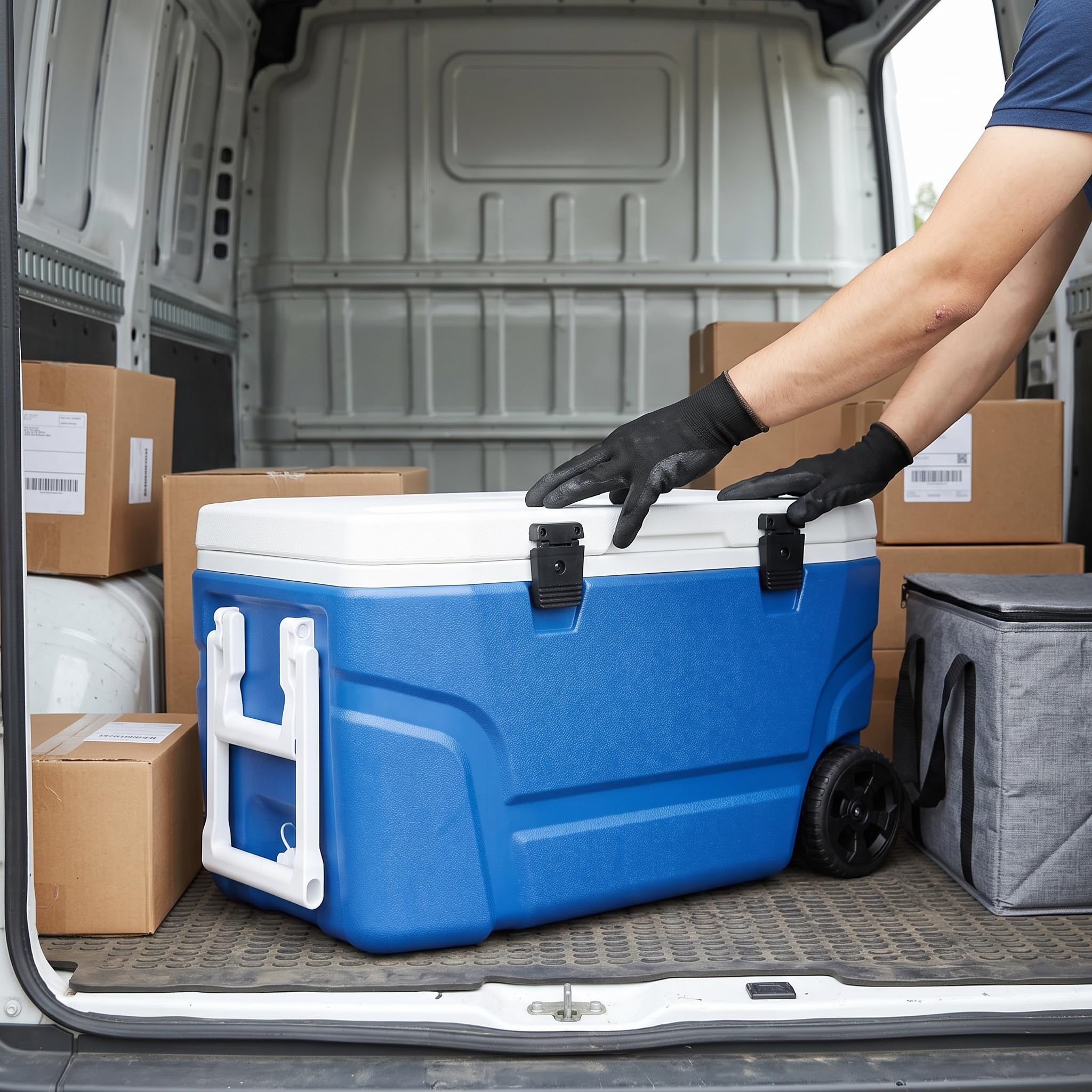 Ghiacciaia Portatile 65L con Ruote, Contenitore Termico Passivo per Pesca e Campeggio