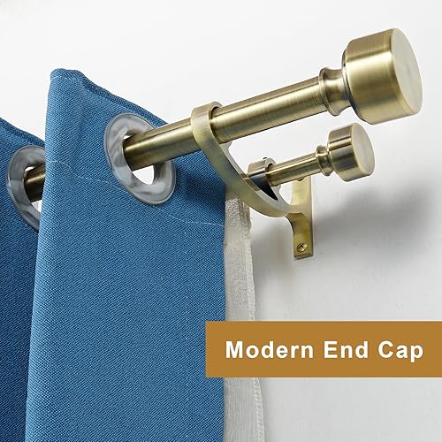 Miniatura 2 de Barras de cortina dobles de latón, cortina de doble barra resistente para ventana de 72 a 144 pulgadas, barras de cortina decorativas de doble barra