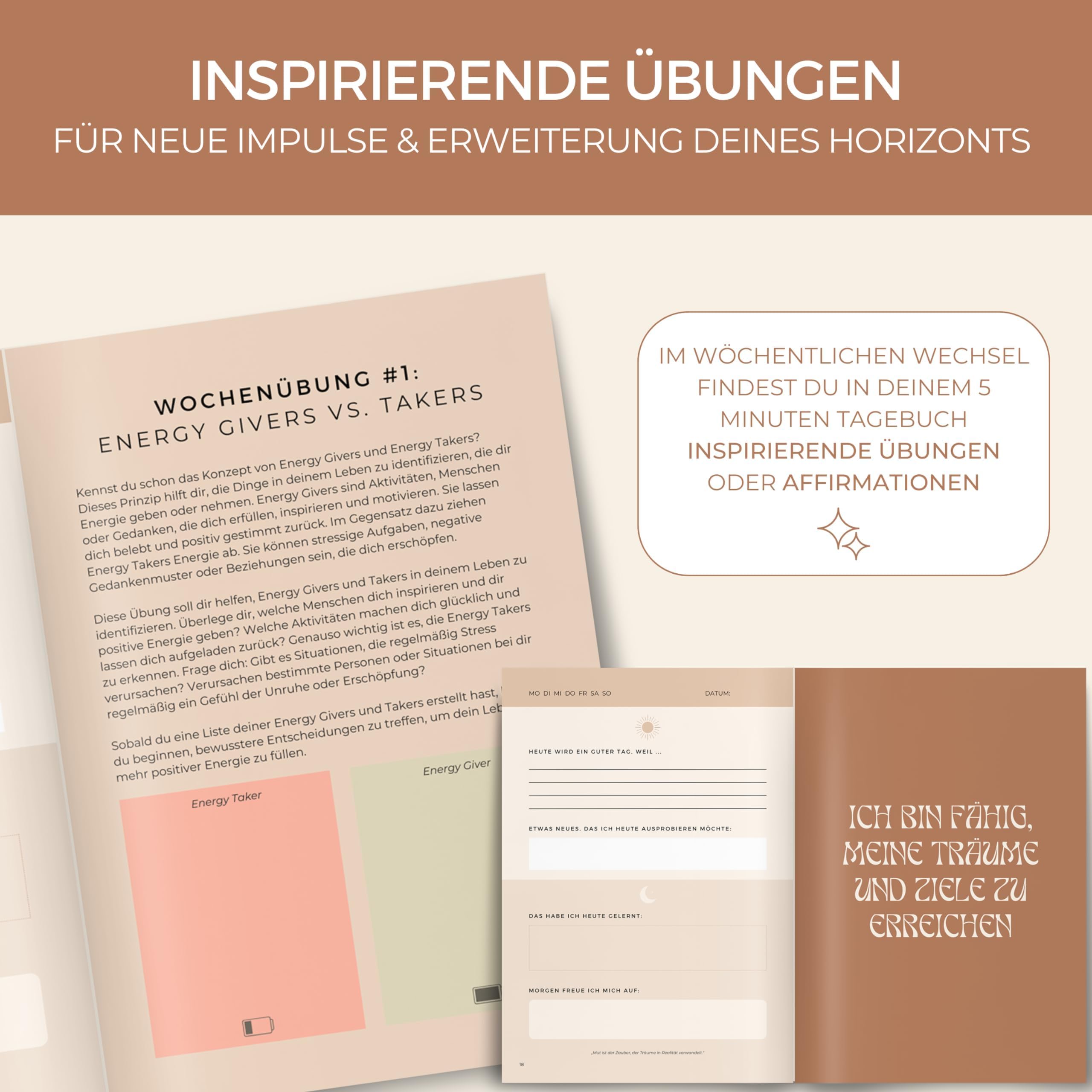 memoriecation 5 Minuten Tagebuch - Dein Journal für mehr Dankbarkeit, Achtsamkeit und Glück - Tagebuch für Erwachsene, Dankbarkeitstagebuch, Achtsamkeitstagebuch für 5 bis 6 Minuten Journaling