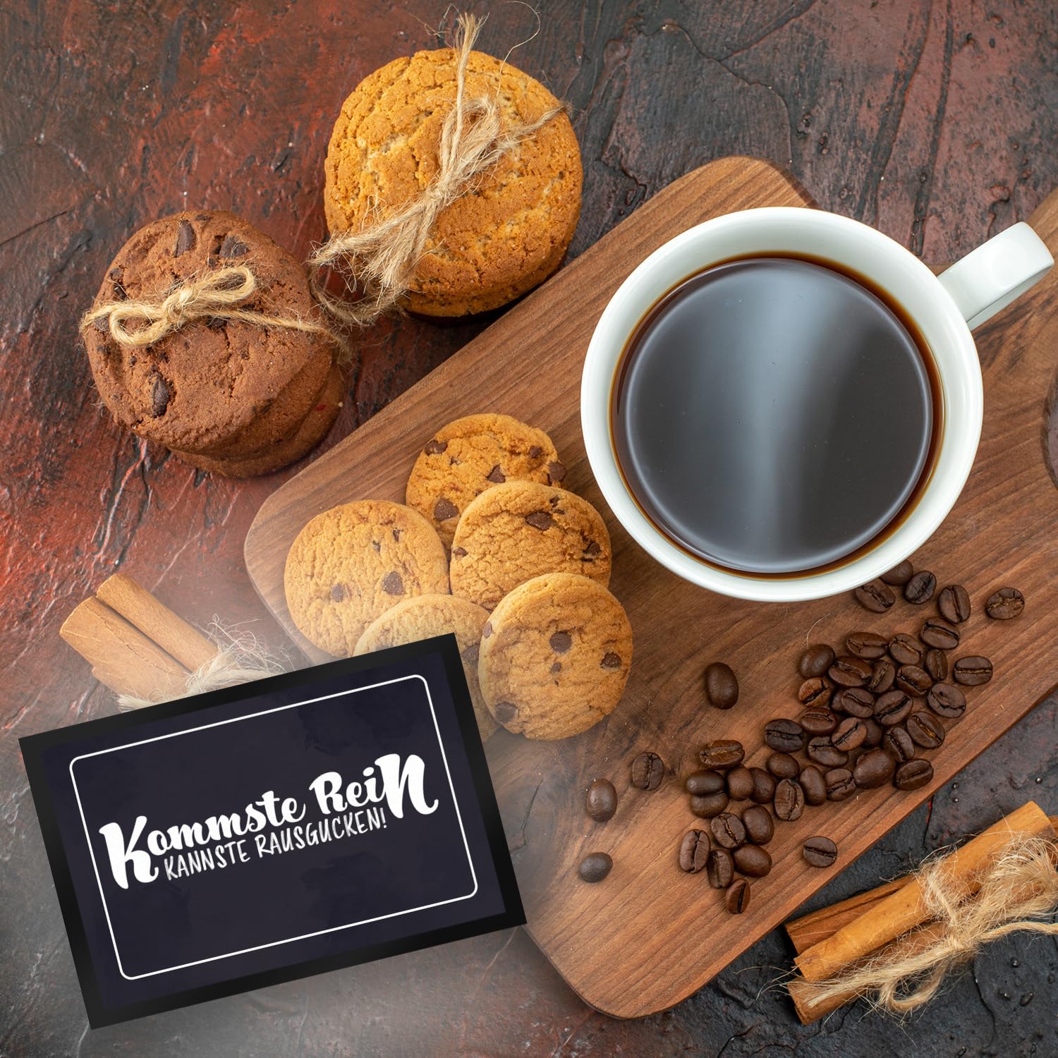 speecheese Fußmatte XXL in 50x75 cm mit lustigem Spruch - Kommste rein Kannste rausgucken als lustiges Geschenk für Freunde und Familie freche Begrüßung vor der Haustüre in schlichtem Design