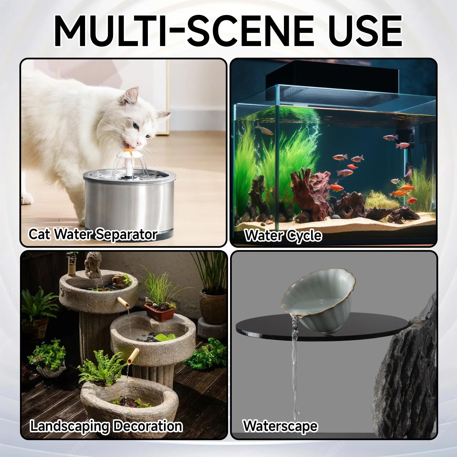 Pompe à Eau de Fontaine pour Chat, Silencieuse Fontaine à Eau pour Chat, 5 V Animal de Compagnie Remplacement, Pompe Universelle Compatible Fontaine à Eau pour Animaux de Compagnie,Débit Réglable