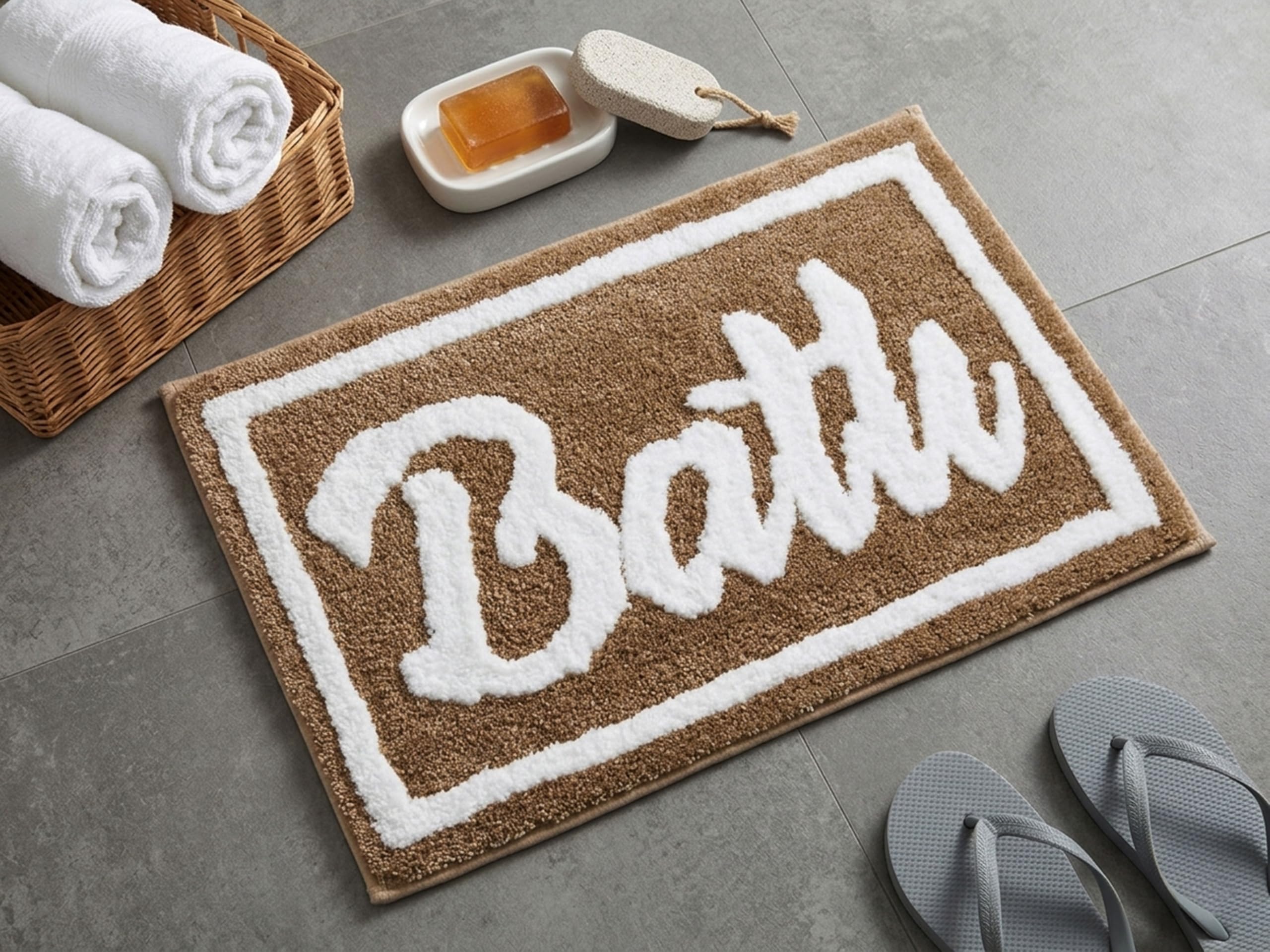 RAMDA Microfiber Door mat 40x60 cm - Super Absorbent, Anti-Slip, Quick Dry, Washable Artistic Floor mat - Soft & Decorative Bathroom mat. (Bath)