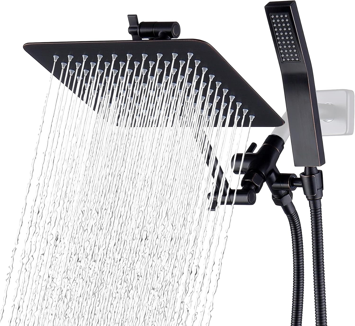 GPromise All Metal Dual Square Shower Head Combo 10" Rain Shower