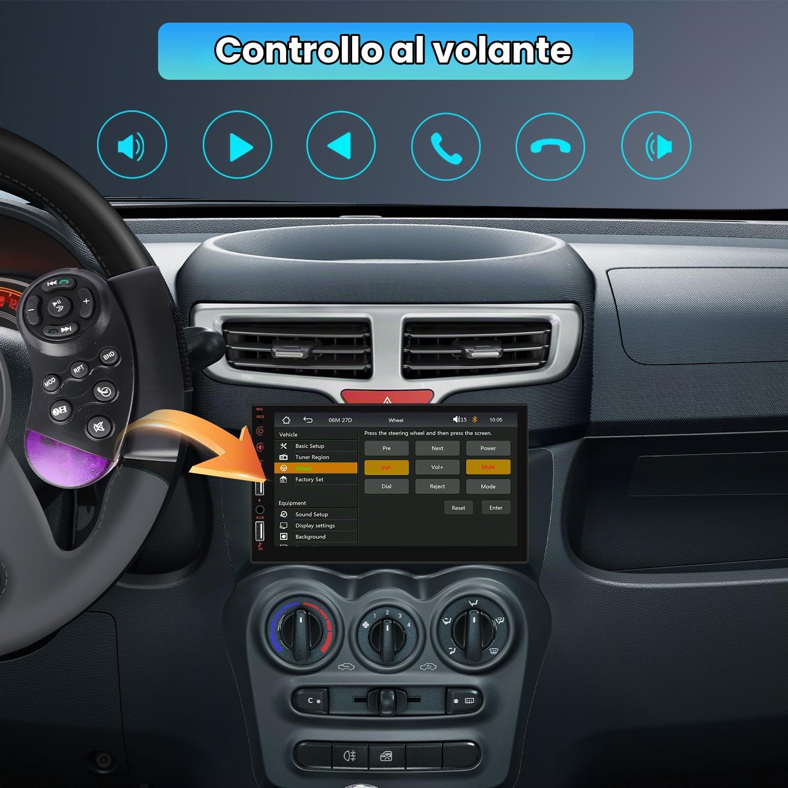 Inefala Autoradio 1 Din con CarPlay e Android Auto, Schermo HD Touchscreen da 7 Pollici Stereo Auto Bluetooth con Assistente Vocale Mirror Link Controllo del Volante FM USB AUX-in Retrocamera