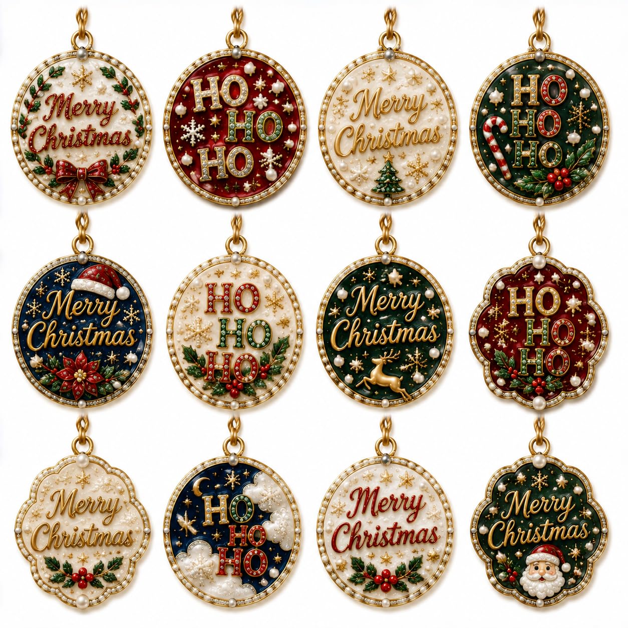 DualBlades 12pcs Diamond Art Christmas Ornaments, DIY Pearl Diamond Art Kits for Adults Hanging Pendant Style Pearl Art Kits for Adults Christmas Decor Craft (Style V)