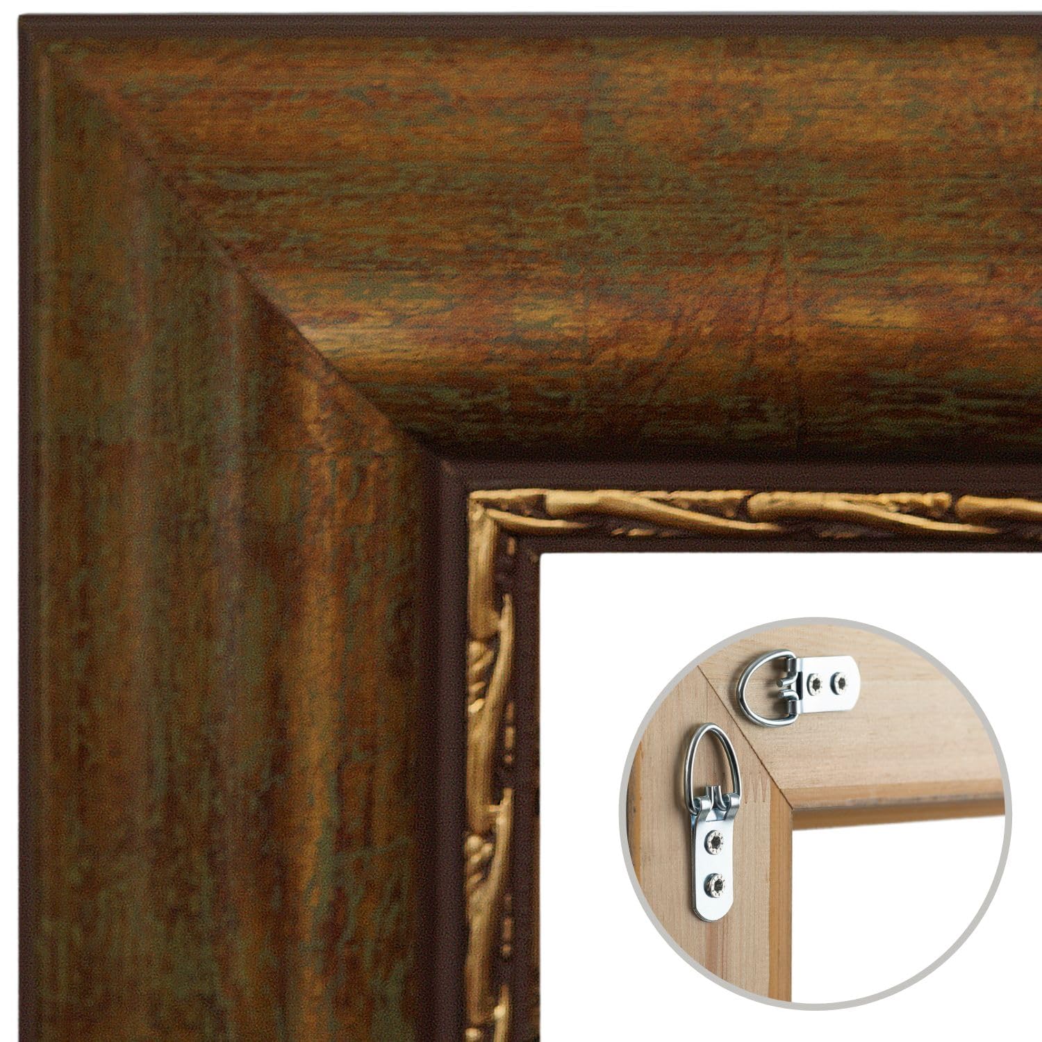 CLAMARO 'ROM' Bilderrahmen Antik 30x30 Massivholz | Bronze Antik | 69 mm breite Shabby Chic Vintage Barock Leiste | Holzrahmen inkl. Acrylglas, Rückwand, Metall Aufhänger