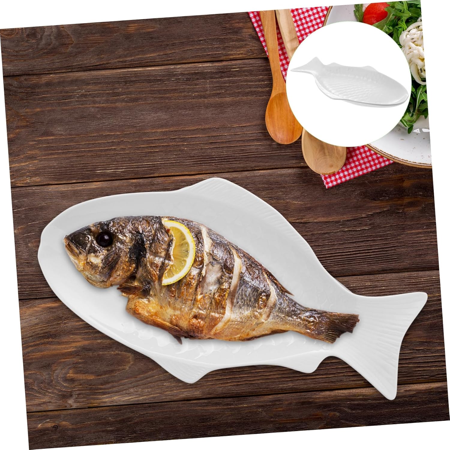 Happyyami Ceramic Fish Serving Plate Porcelain Dish for Home and Restaurant Use Creative Design for Seafood and Snacks Elegant Tableware for Entertaining and Festive Occasions