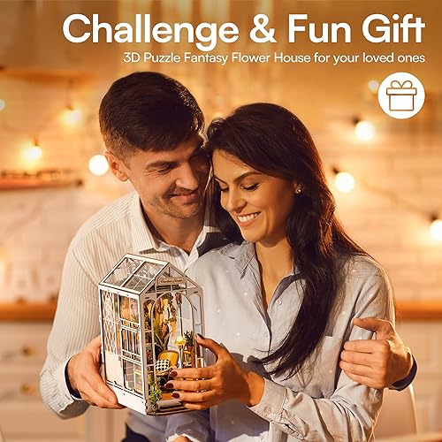 Miniatura 6 de ROBOTIME Kit de rincón de libros  Kit de casa en miniatura para bricolaje, rompecabezas de madera 3D, decoración de estante de libros con luz LED,