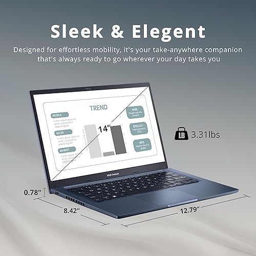 Miniatura 8 de ASUS Vivobook 14 14 pulgadas FHD portátil ligero, Intel Core i5 1240P, 16 GB de RAM, SSD de 512 GB, teclado retroiluminado, gráficos Iris Xe, cámara
