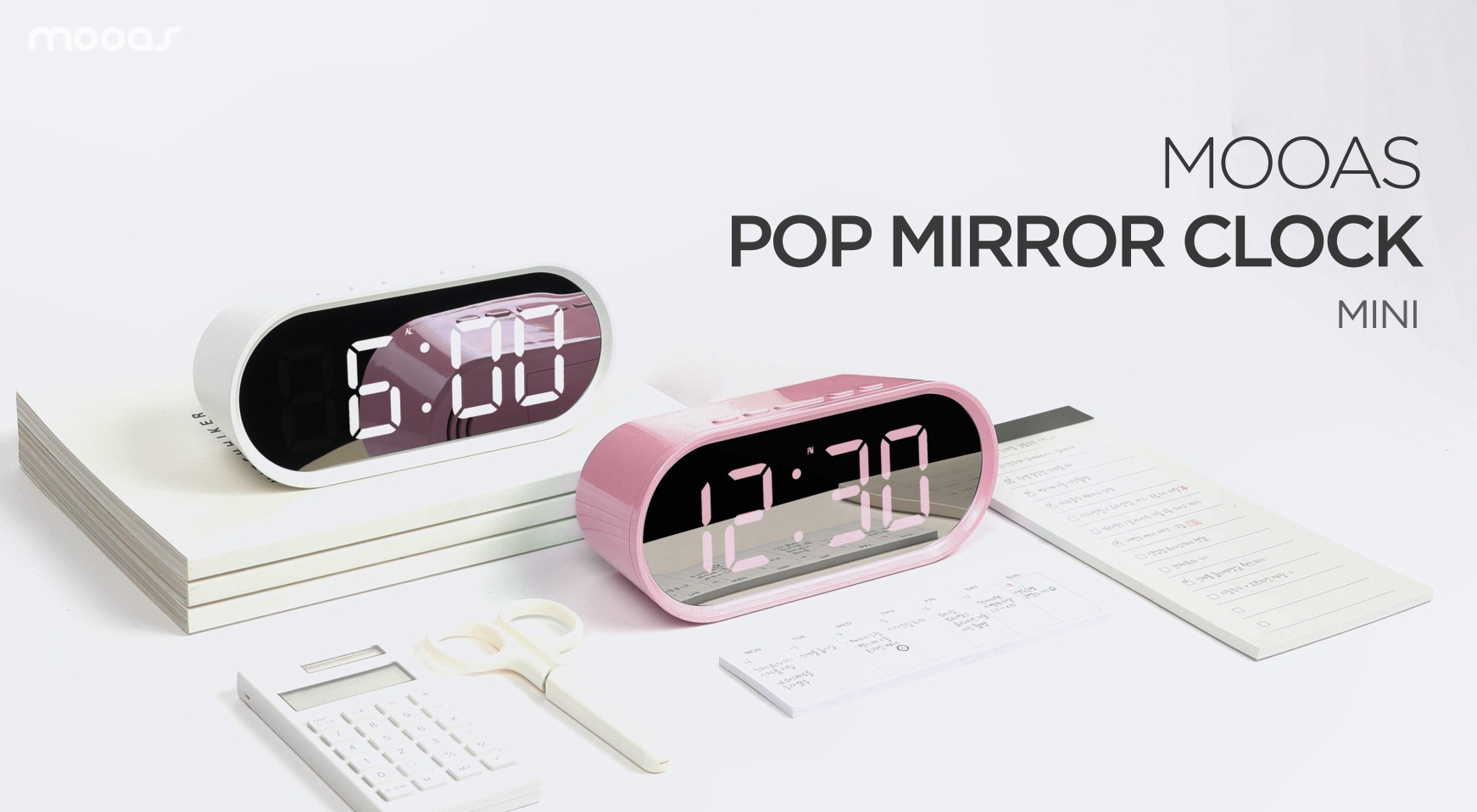 Amazon.com: mooas Pop Mirror Digital Alarm Clock, LED Desk Clock