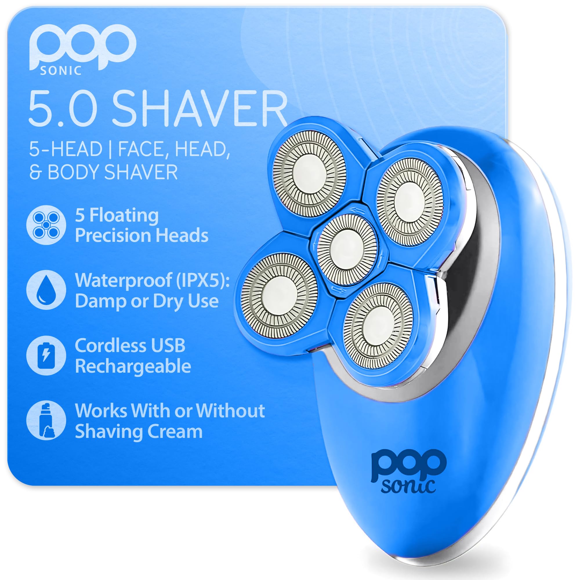 Amazon.com: Pop Sonic 5-Head Electric Shaver – Face, Head & Body