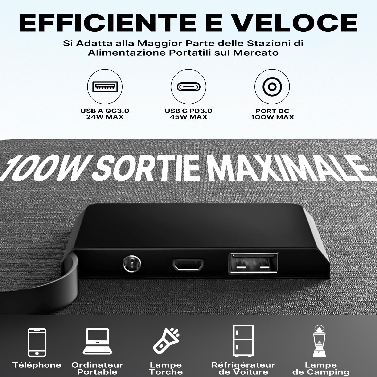 MARBERO 24.000mAh Gruppo Elettrogeno Portatile & Pannello Solare Pieghevole 100W, Generatore Solare con Spina 120W (Picco), USB QC3.0 e DC, Ricarica Rapida, per Emergenza Casa Campeggio Viaggi Outdoor