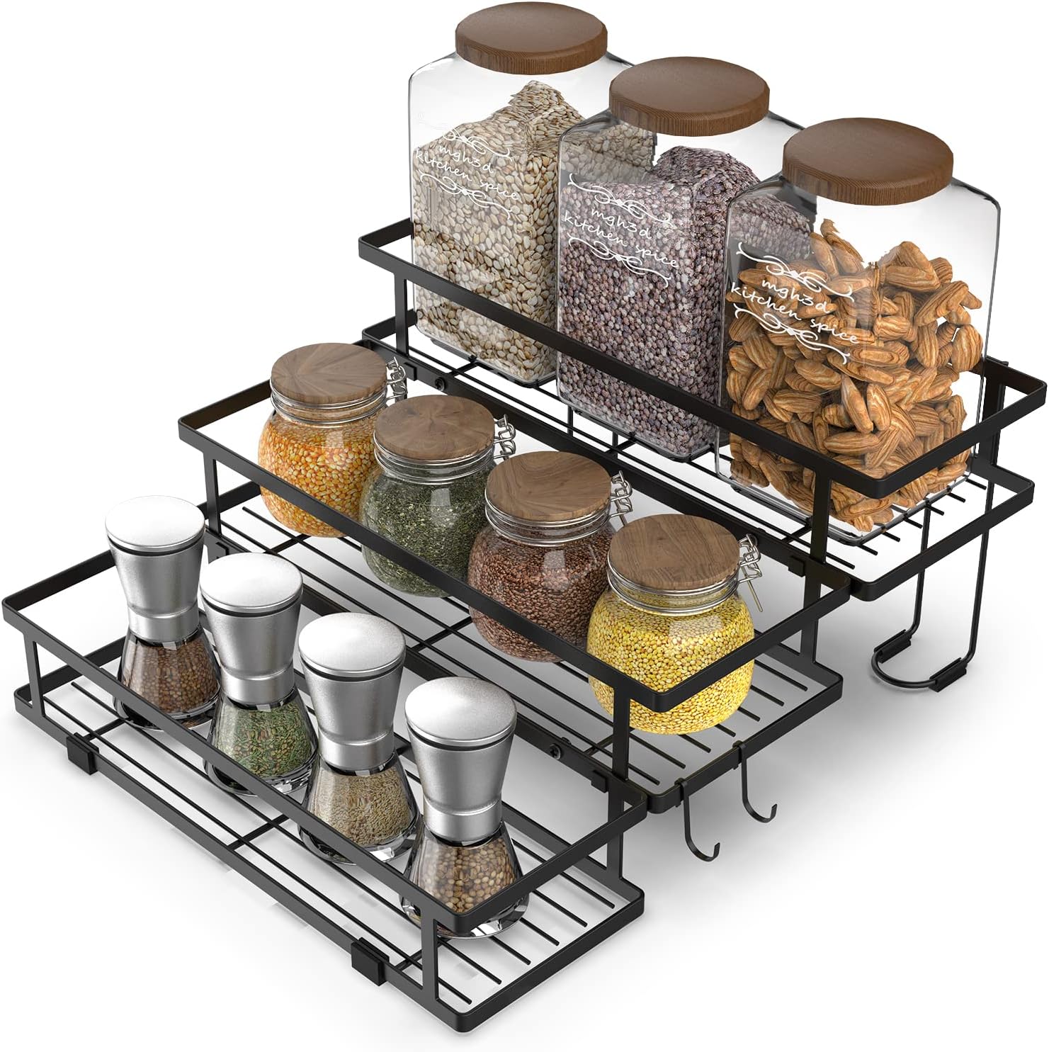 SPOWAY 3Tier Spice Rack, Metal Spice Rack Organizer Tiered Spice Rack