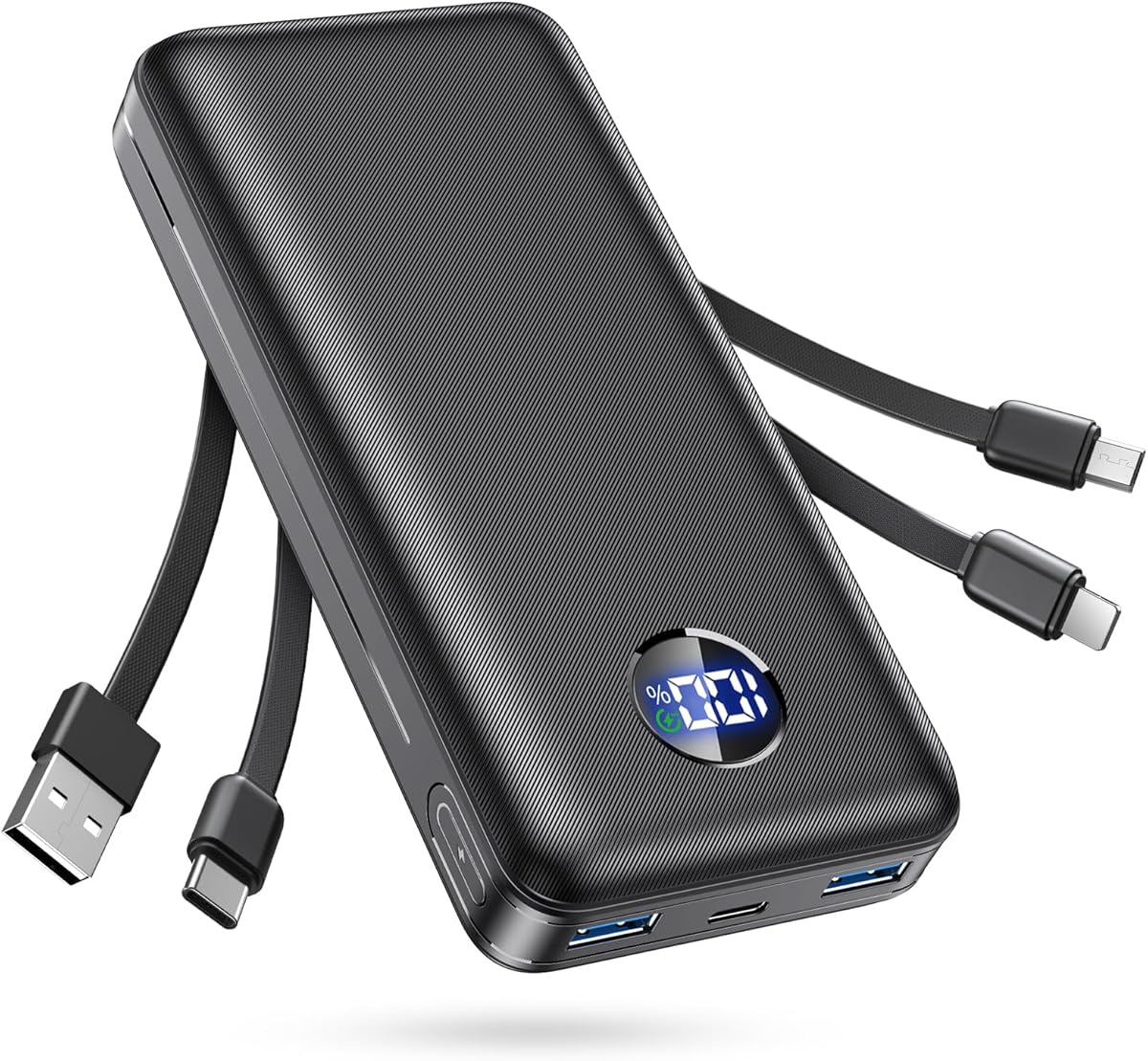Power Bank, 26.800mAh Powerbank mit integrierten Kabeln, Externe Handy-Akkus mit 22.5-W-Schnellladefunktion, USB-C-Eingang & -Ausgang, PD 3.0 und QC 4.0. Kompatibel mit iPhone 17, 16, 15, 14 Samsung