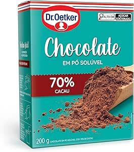  Dr.Oetker Dr. Oetker Chocolate Em Pó Solúvel 70% Cacau Para Saborosas 
Receitas De Bolos Tortas Brigadeiros E Sobremesas Com Chocolate 200G 