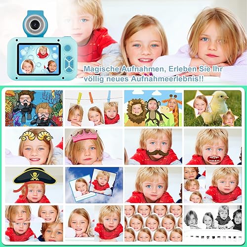 Miniatura 4 de ARNSSIEN Cámara para niños con lente abatible para selfie y video, cámara digital HD para niños con trípodes, cámara para niños pequeños con tarjeta