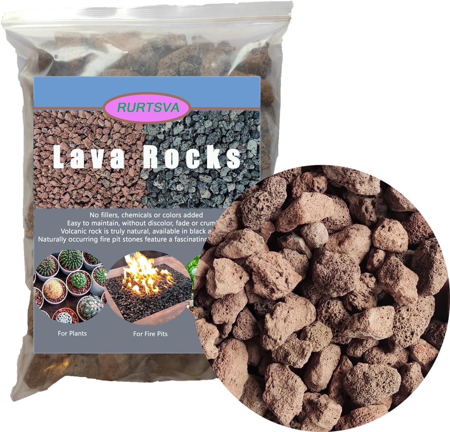 Medium Lava Rock 15LBS, 1' - 2' Natural Volcanic Stones Use in Fireplace, Fire Pit or Bowl Rocks for Indoor Outdoor Natural Gas Propane Fires and Decorative Landscaping