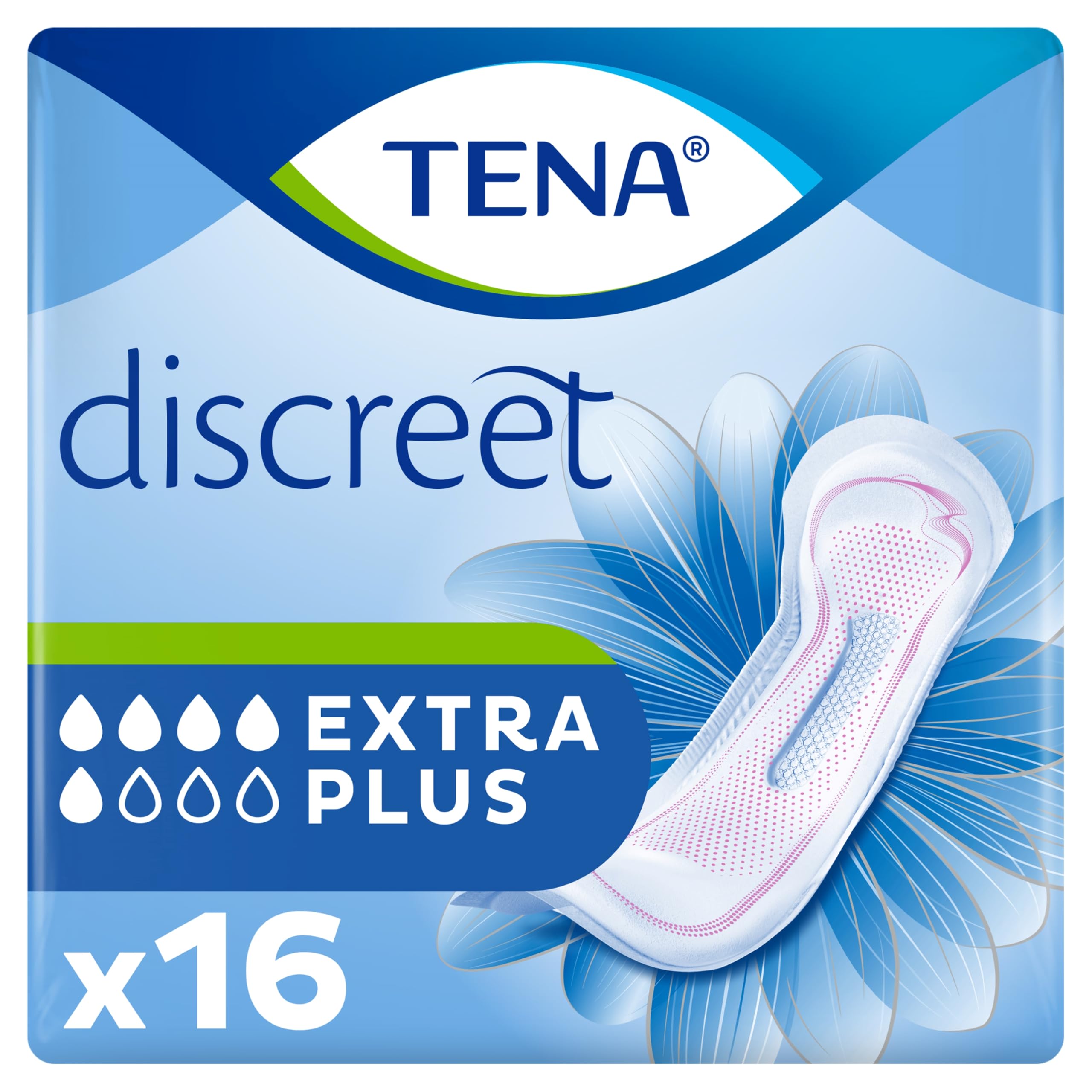 TENA Discreet Incontinence Pads, Extra Plus (16 Count)