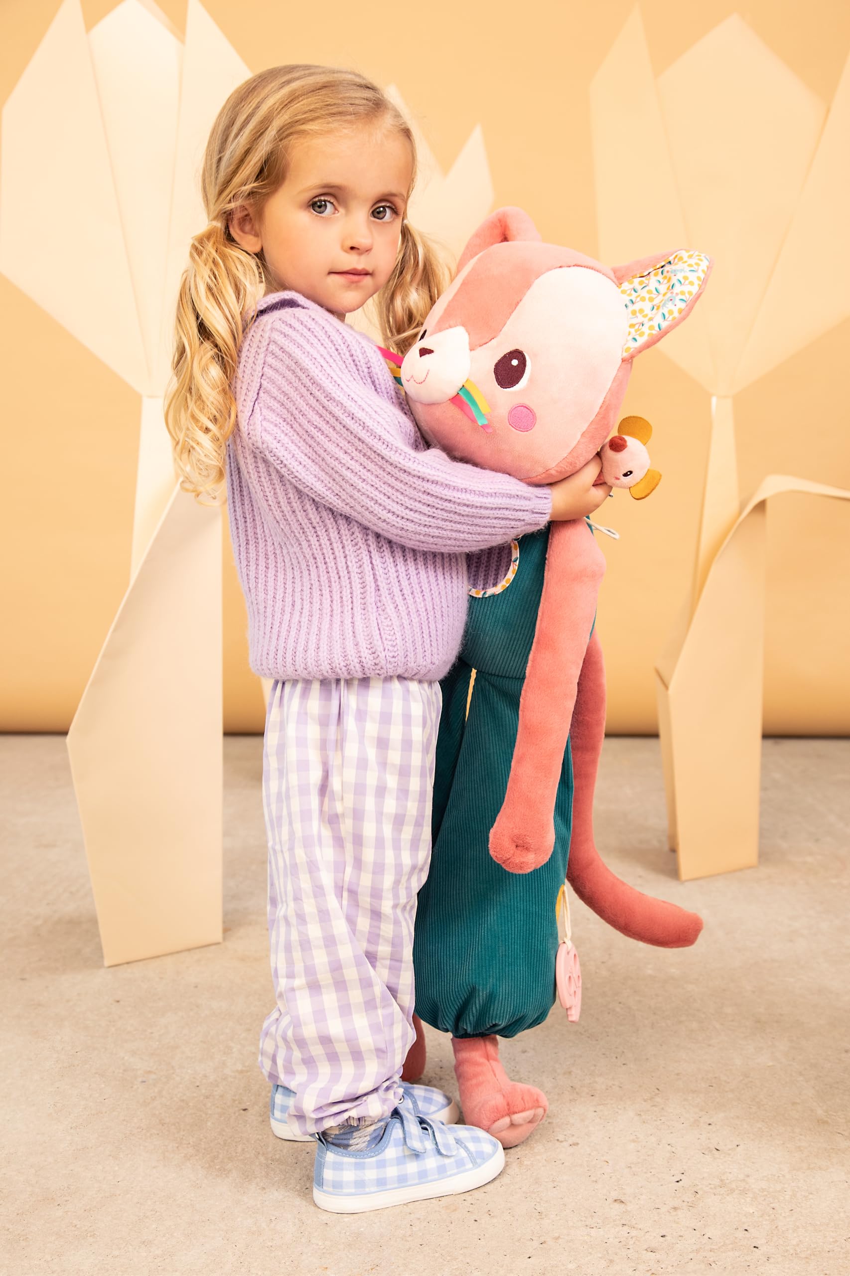 LILLIPUTIENS - Gatto di Peluche Maxi attività - Ideale per la Decorazione e Il Gioco della cameretta - Altezza 87 cm - Suoni e attività Multiple - Materiali Morbidi - 87 cm - da 6 Mesi
