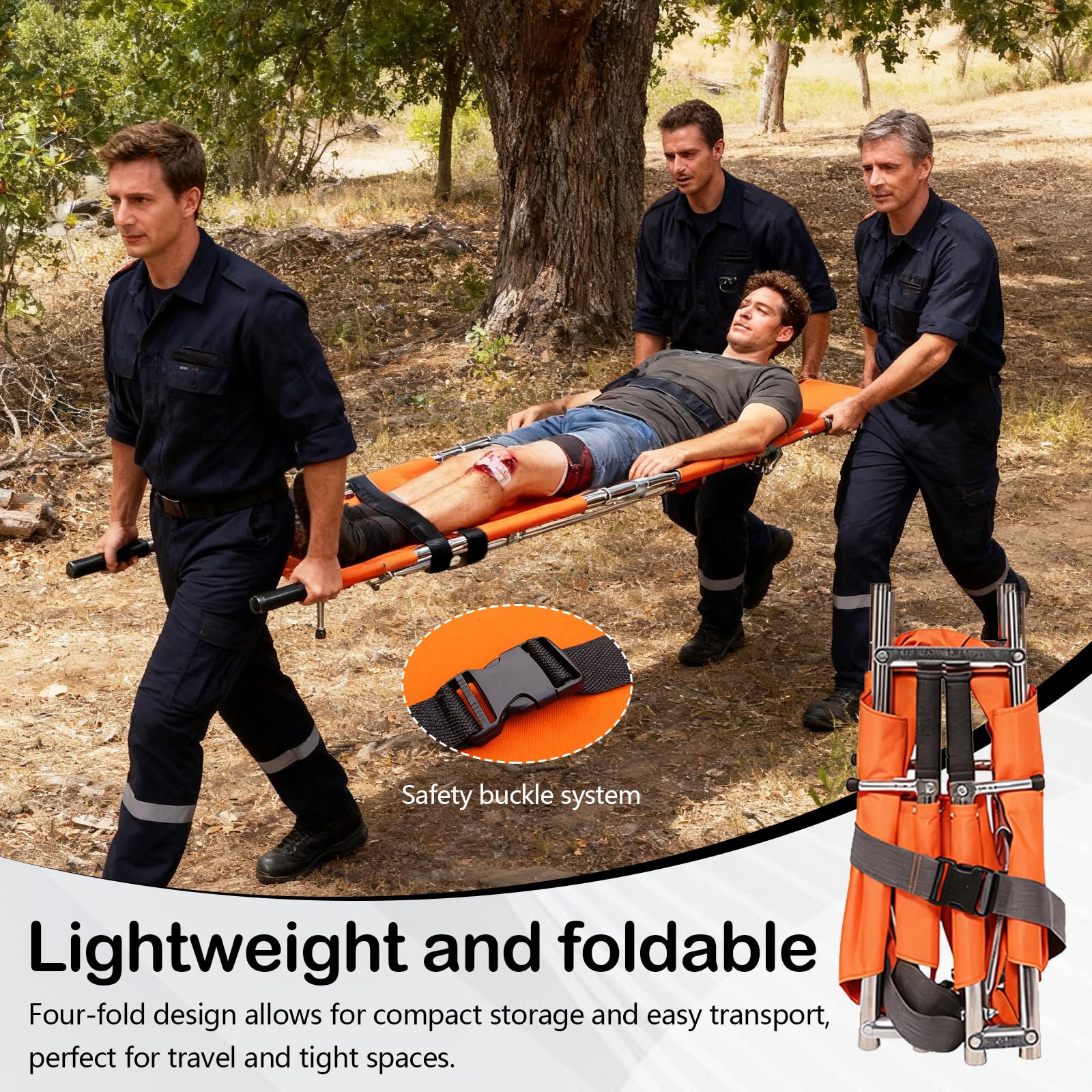 Krankentrage, Klappbare Rettungstuch Professionelle Erste Hilfe Trage Stabile Aluminium Mobile Patiententrage mit Aufbewahrungstasch für Bergrettung und Ferntransport 210x54cm