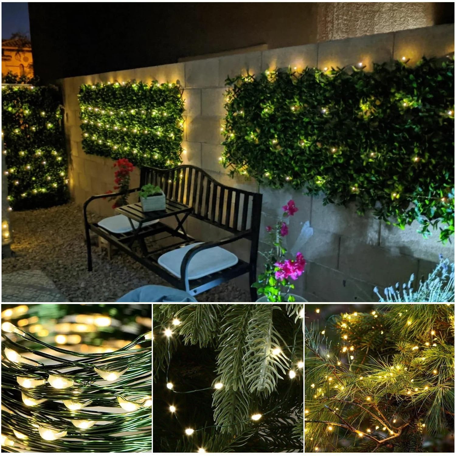 Luci Albero di Natale 100M 1000 LED Verdi Filo di Rame con Presa,Catena Luminosa Bianco Caldo, Stringa Luci di Natale da Esterno Interno Natalizie Decorazioni per Festa,Casa,Nozze,Giardino,Matrimonio
