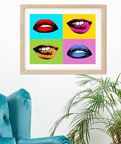 Miniatura 5 de Lips Warhol Style Wall Art 14x11 Unframed Art Print Fun Pop Art Style. Unique Birthday Christmas Gift for Beautician, Cosmetologist, Fashionista.