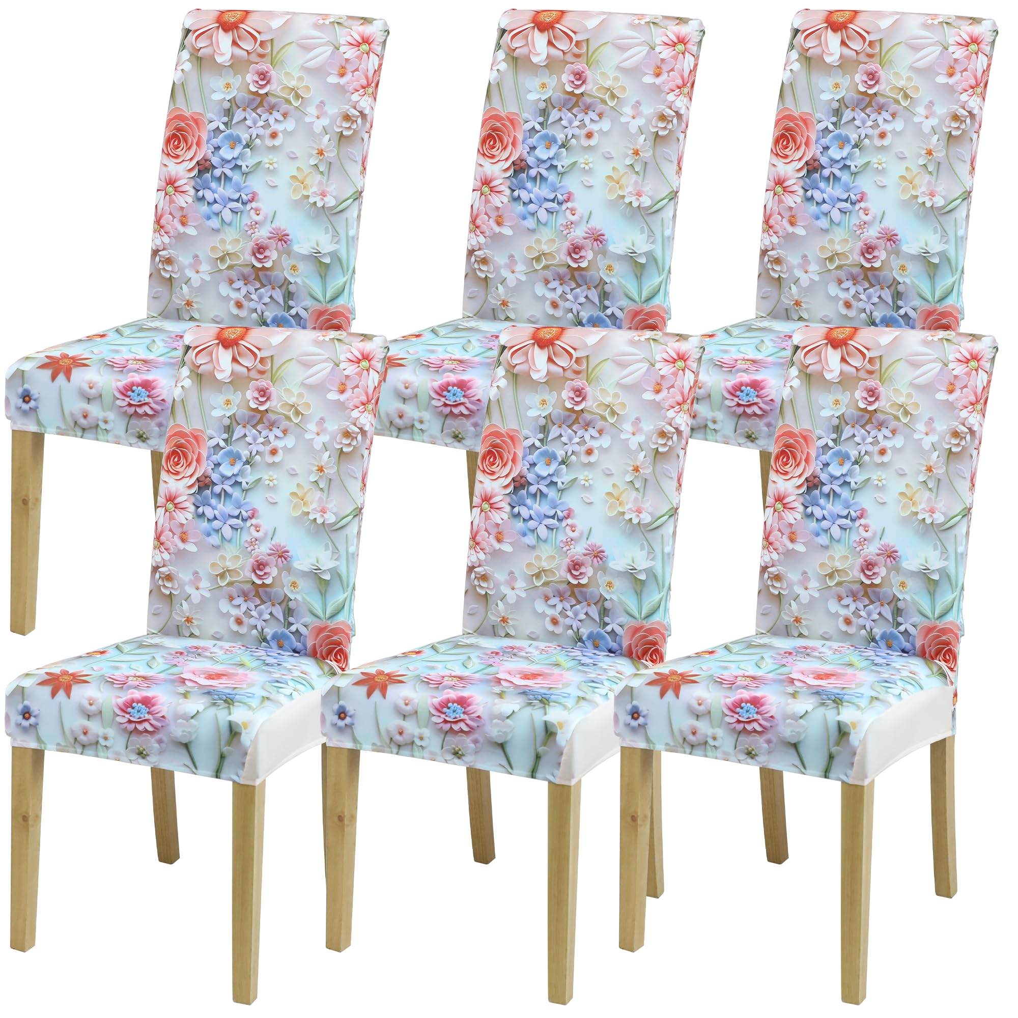 coprisedia con schienale、coprisedia elasticizzati、coprisedie antigraffio gatto、copri sedia da ufficio (set da 2/4/6 pezzi con schienale) per salotti, cucine, feste e hotel. (6, Fiori colorati)